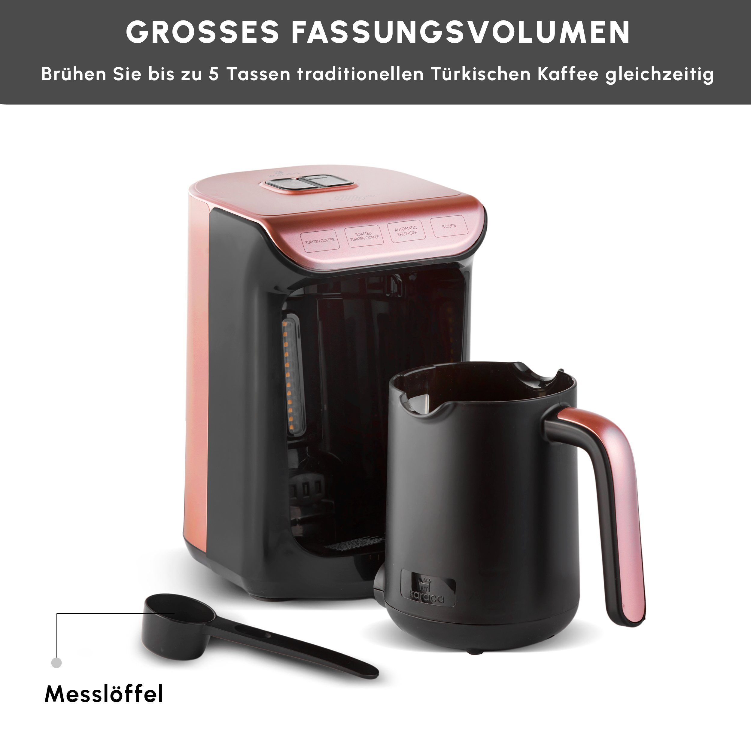Karaca Espressomaschine Hatır Köz Türkische Kaffeemaschine, Beige 5 Tassen