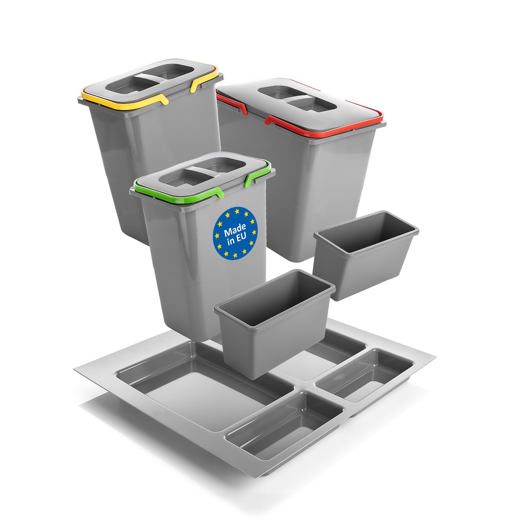 Mülltrennsystem & Müllbehälter 15l 3-teilig (1x mit 7l) Abfalleimer 2x Tragegriff BigDean