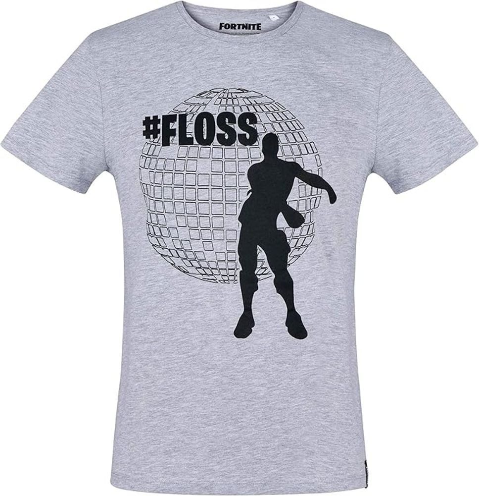 Fortnite Print-Shirt Fortnite #Floss T-Shirt Herren Grau XL & 2XL – Gamer Streetwear Herrengrößen
