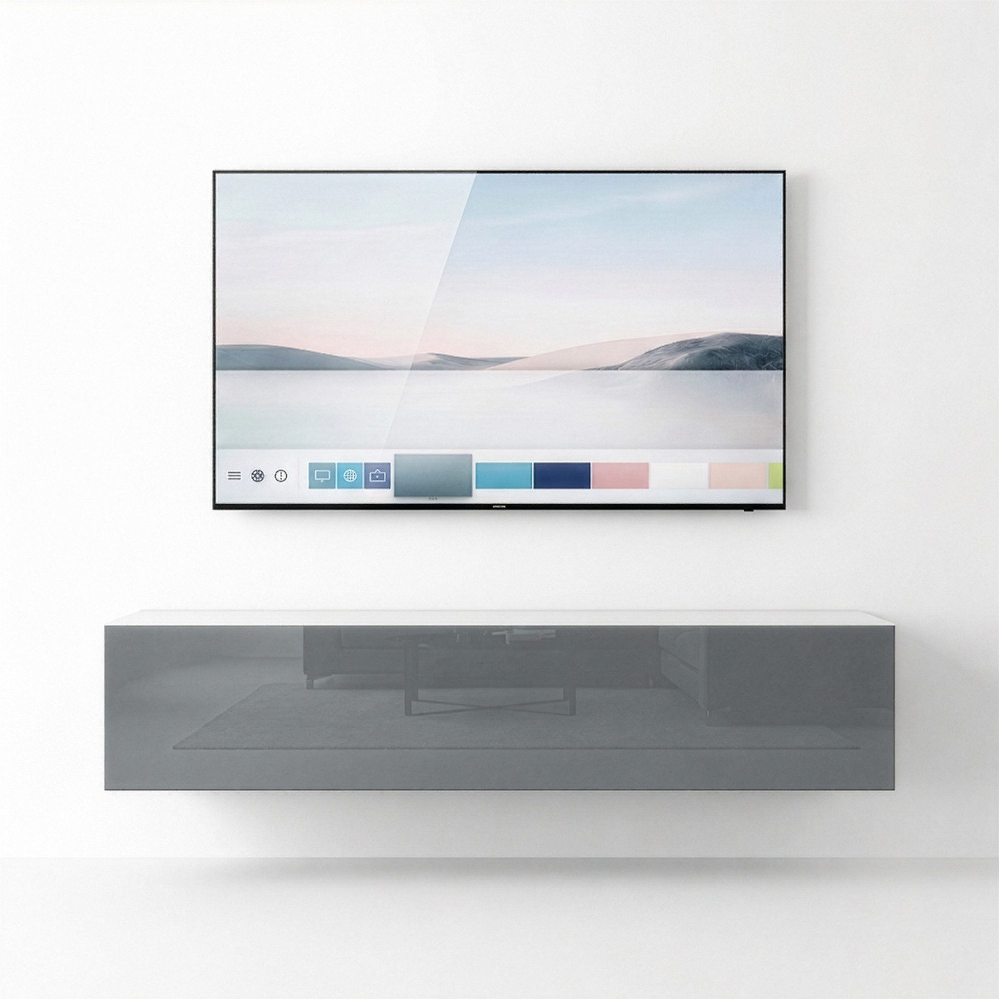 InnoFurn TV-Board Vela (1x hängender Tv-Schrank), Sanftes Öffnen, Made in Germany, Modernes Design, hängender Tv-Board