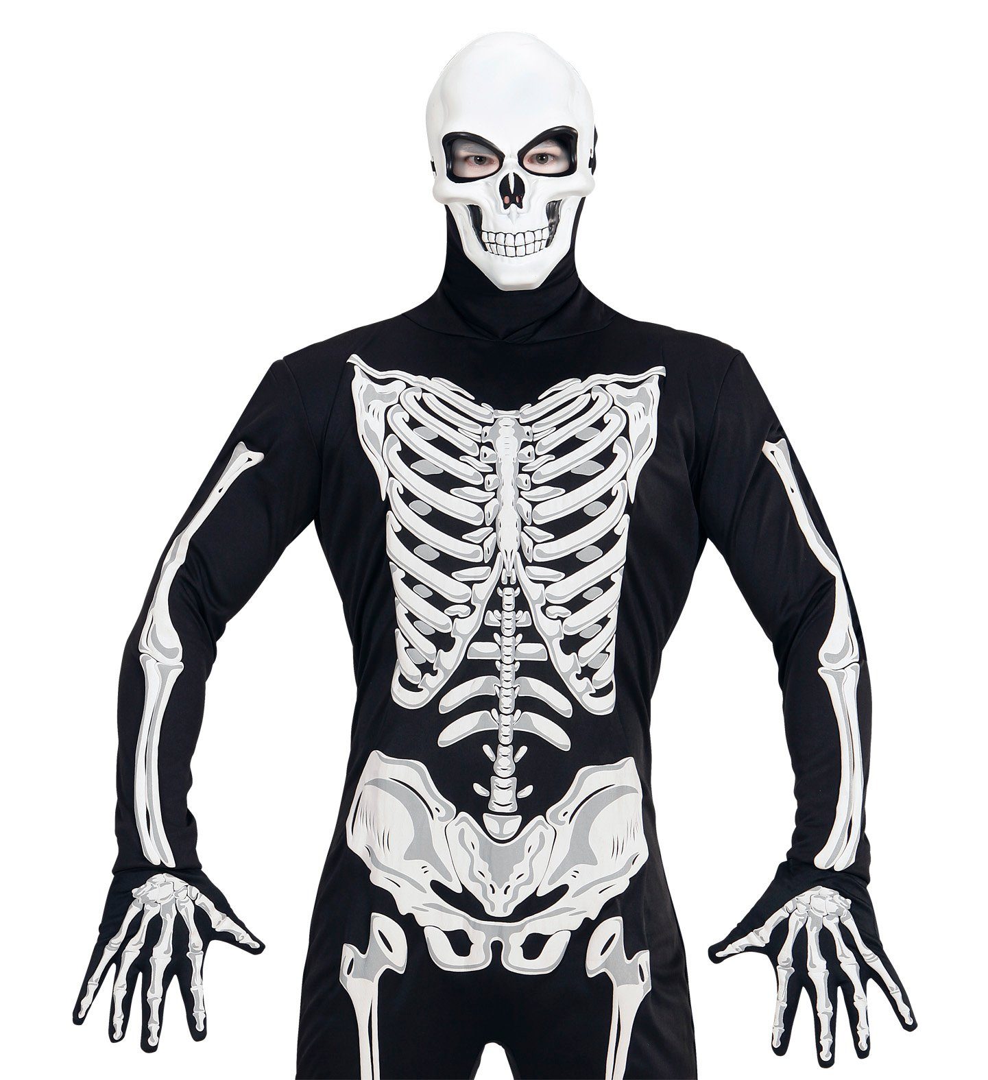 Widmann S.r.l. Verkleidungsmaske Halloween Maske 'Totenkopf', Weiß Schwarz