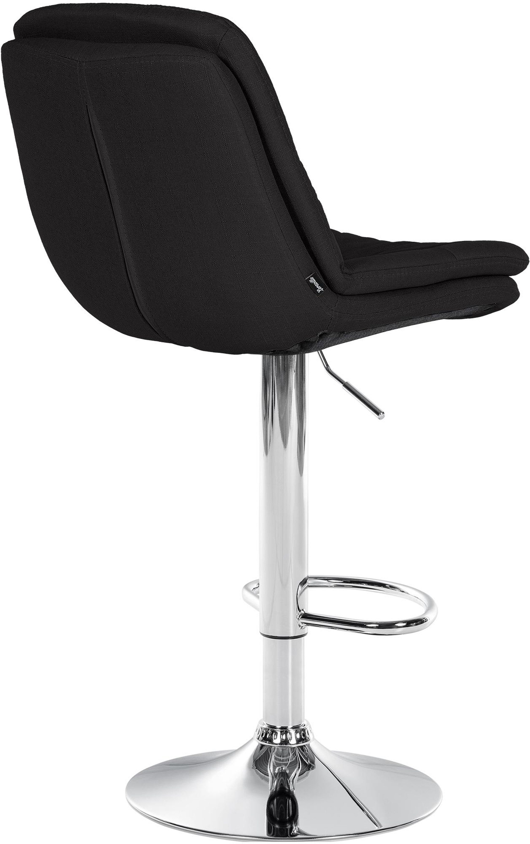 TPFLiving Barhocker höhenverstellbar (Barstuhl - Hocker für Küche - stabiles Drehgestell), Thekenstuhl mit bequemer Sitzfläche: Stoff schwarz
