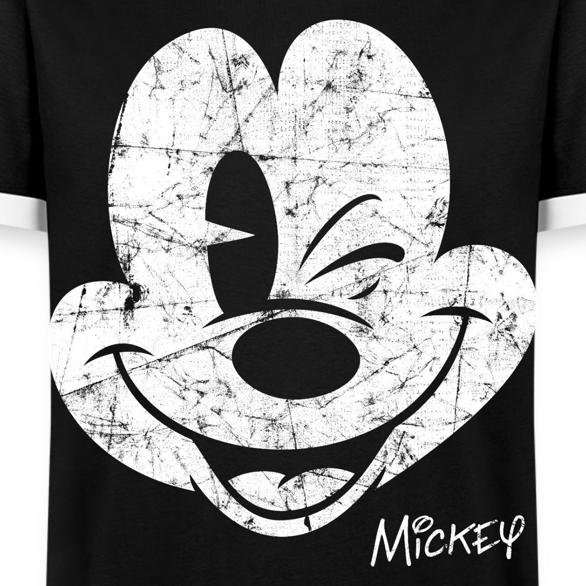 Spreadshirt T-Shirt Mickey & Minnie Retro Mickey Mouse Zwinkernd Männer Kontrast T-Shirt (1-tlg)