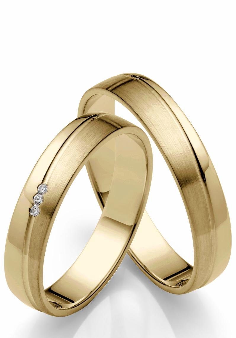 Firetti Trauring Schmuck Geschenk Gold Made Ehering in Brillanten/Diamanten "LIEBE", o. - Hochzeit ohne gelbgoldfarben 375 mit Germany