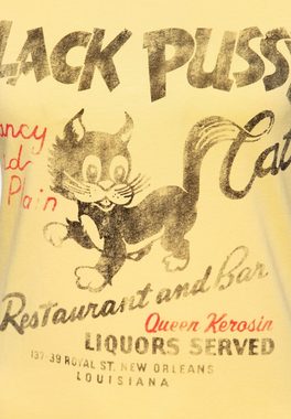 QueenKerosin T-Shirt Black Pussy Cat mit Vintage-Print
