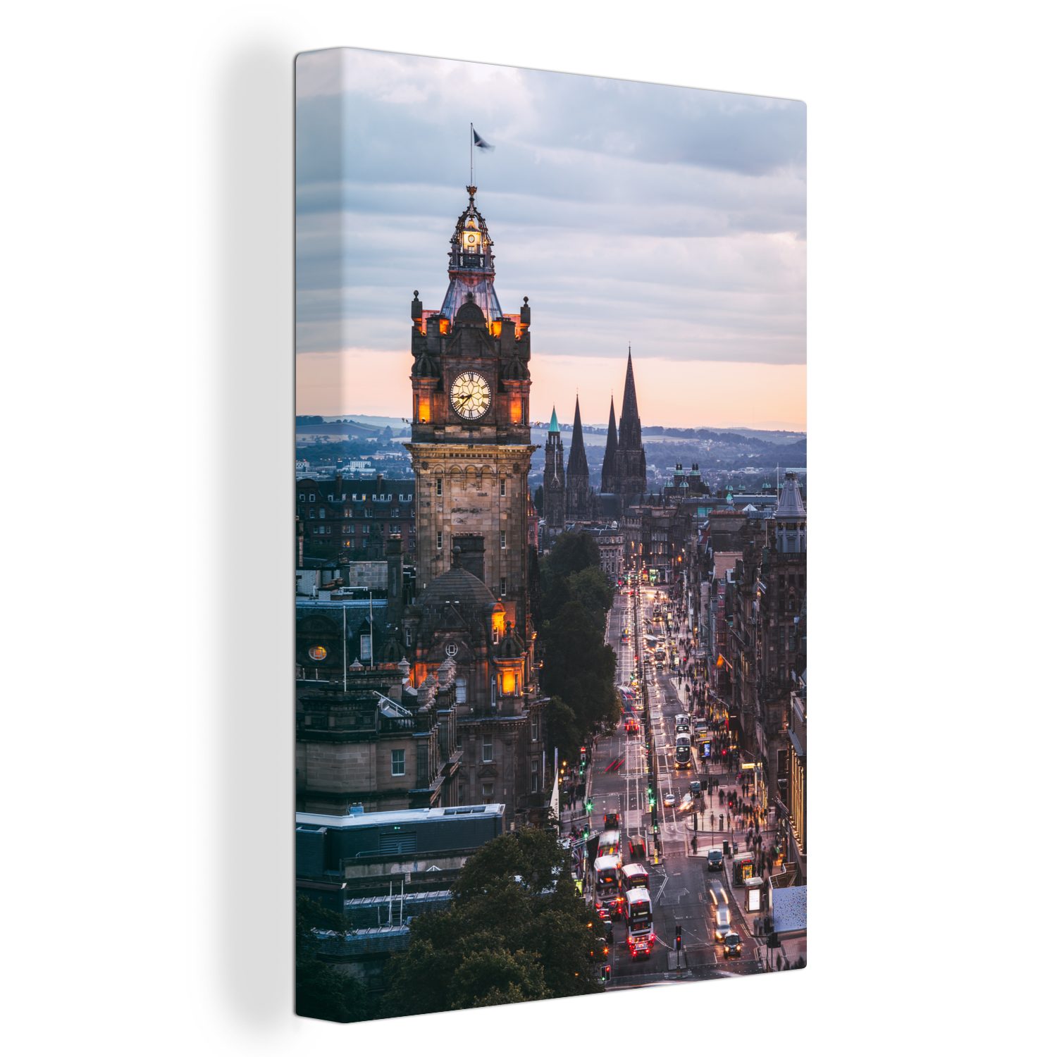 OneMillionCanvasses® Leinwandbild Uhr - Luft - Verkehr - Edinburgh, (1 St), Leinwandbild fertig bespannt inkl. Zackenaufhänger, Gemälde, 20x30 cm