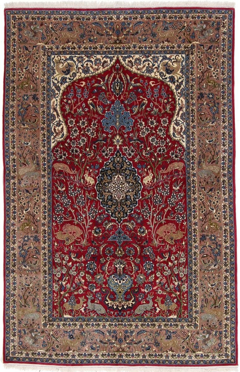 Orientteppich Isfahan Seidenkette 152x233 Handgeknüpfter Orientteppich, Nain Trading, rechteckig, Höhe: 6 mm