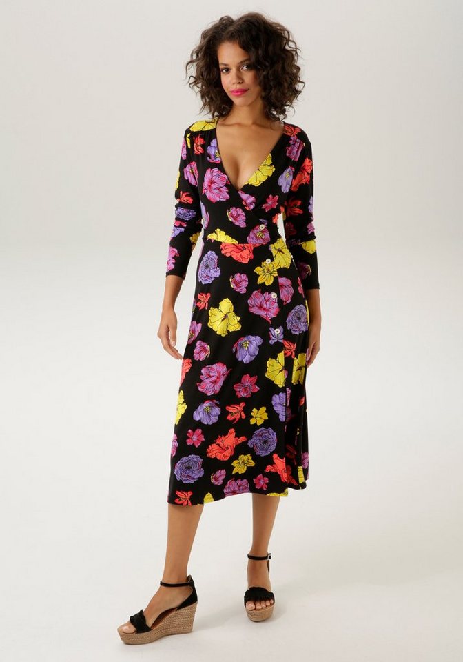 Aniston CASUAL bedruckt farbenfrohen mit KOLLEKTION - Blüten NEUE Jerseykleid