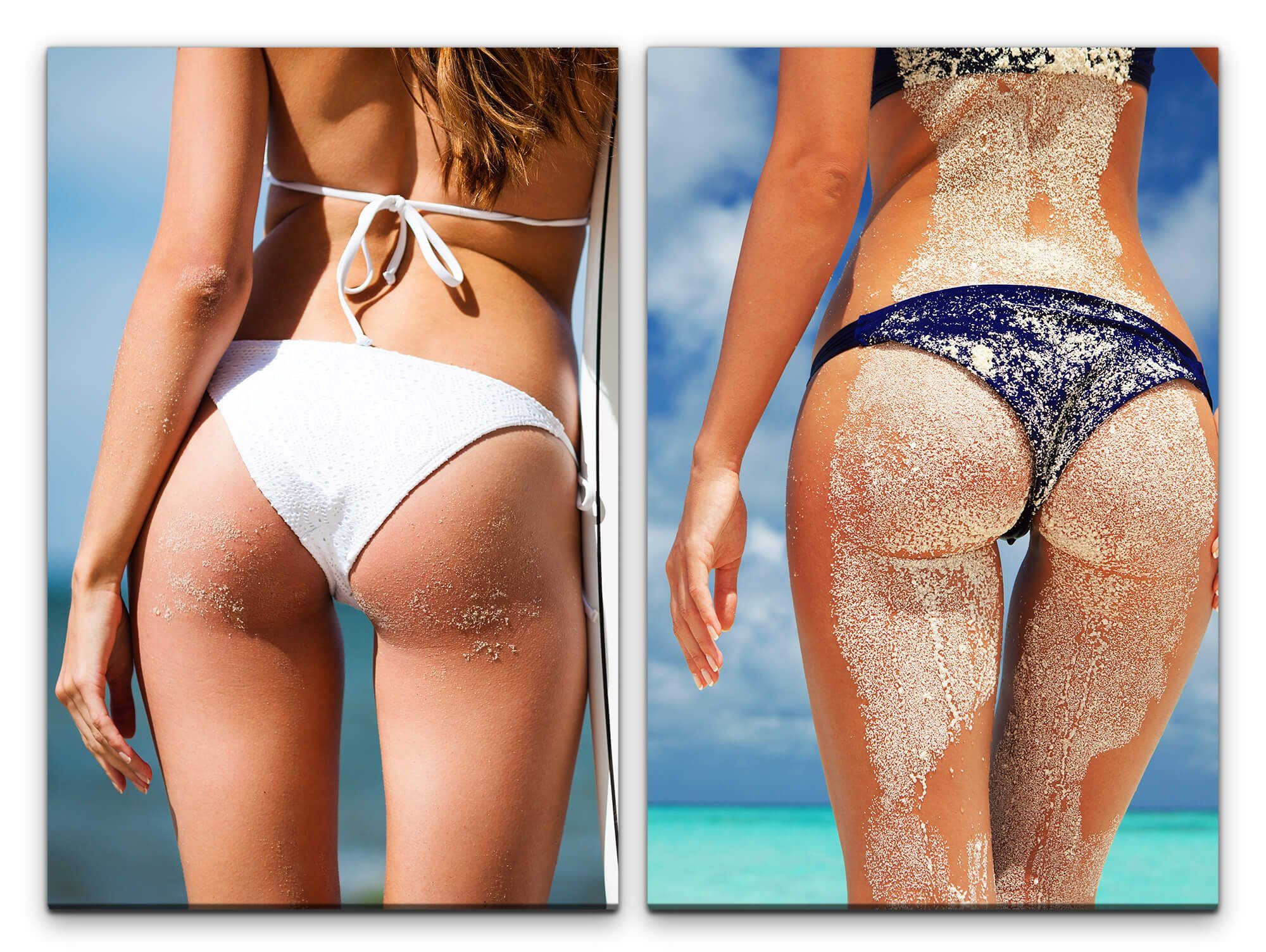 Leinwandbild 2 Bilder je 60x90cm Bikini Sexy Traumfigur Strand Meer Sommer Traumhaft