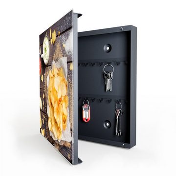 Primedeco Schlüsselkasten Magnetpinnwand mit Glasfront Chips und Ketchup (1 St)