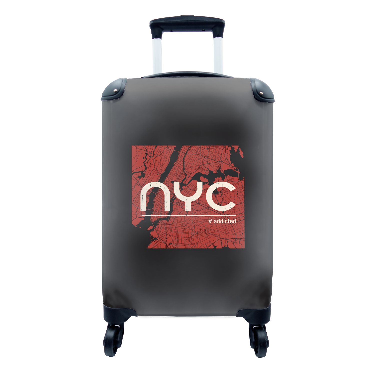 MuchoWow Handgepäckkoffer New York - NYC - Schwarz, 4 Rollen, Reisetasche mit rollen, Handgepäck für Ferien, Trolley, Reisekoffer