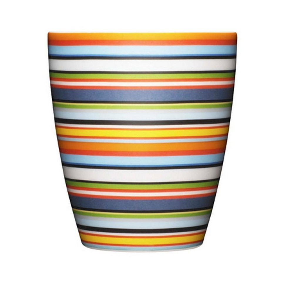 IITTALA Becher Origo Orange 250 ml, Porzellan, auffälliges, gestreiftes  Muster verleiht jedem Ambiente einen farbigen Akzent