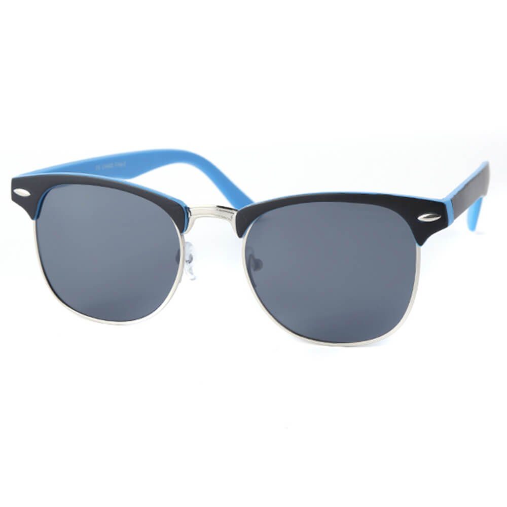 und UV Tragekomfort Goodman Blau Vintage angenehmer mit Retrosonnenbrille Schutz Damen Rahmen 2-farbigen Sonnenbrille Herren Design am Retro