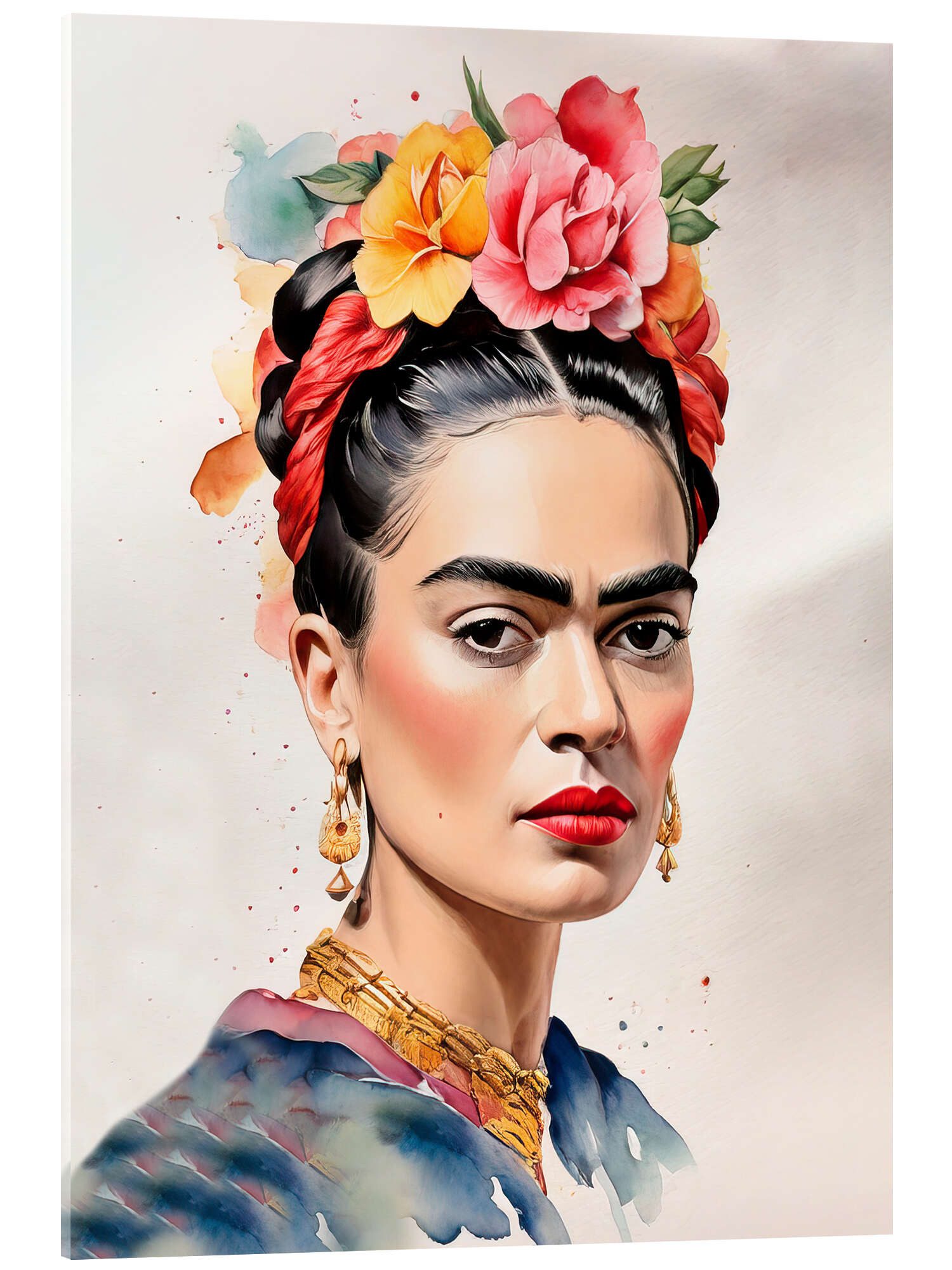 Posterlounge Wandbild Frida Kahlo mit Blumen im Haar I, nobelart, erhältlich als Poster, Leinwandbild, Wandsticker oder Acrylglasbild
