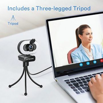 HT Webcam mit Mikrofon Full HD USB Webcams Mini Computer Kamera Webcam (Webcam, 360° Drehung, webcam für pc Laptops Desktop und Spiele,Schwarz)