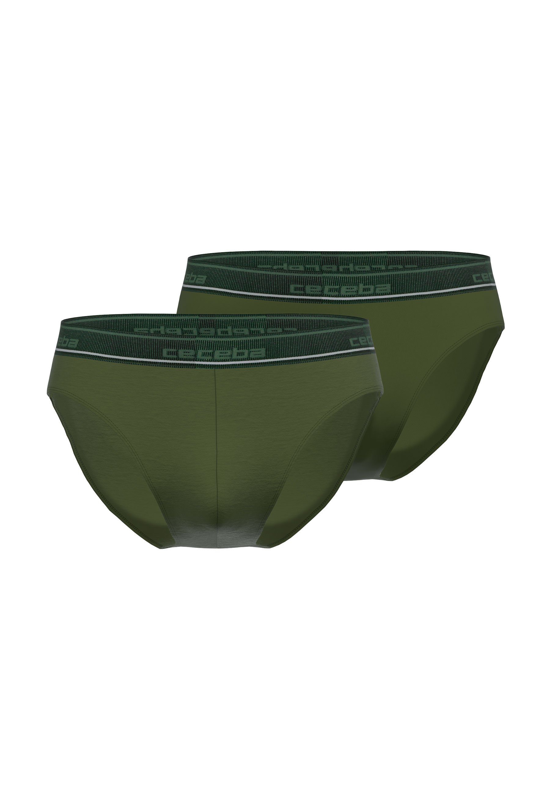 Slip CECEBA Herren Slip grün uni 2er Pack