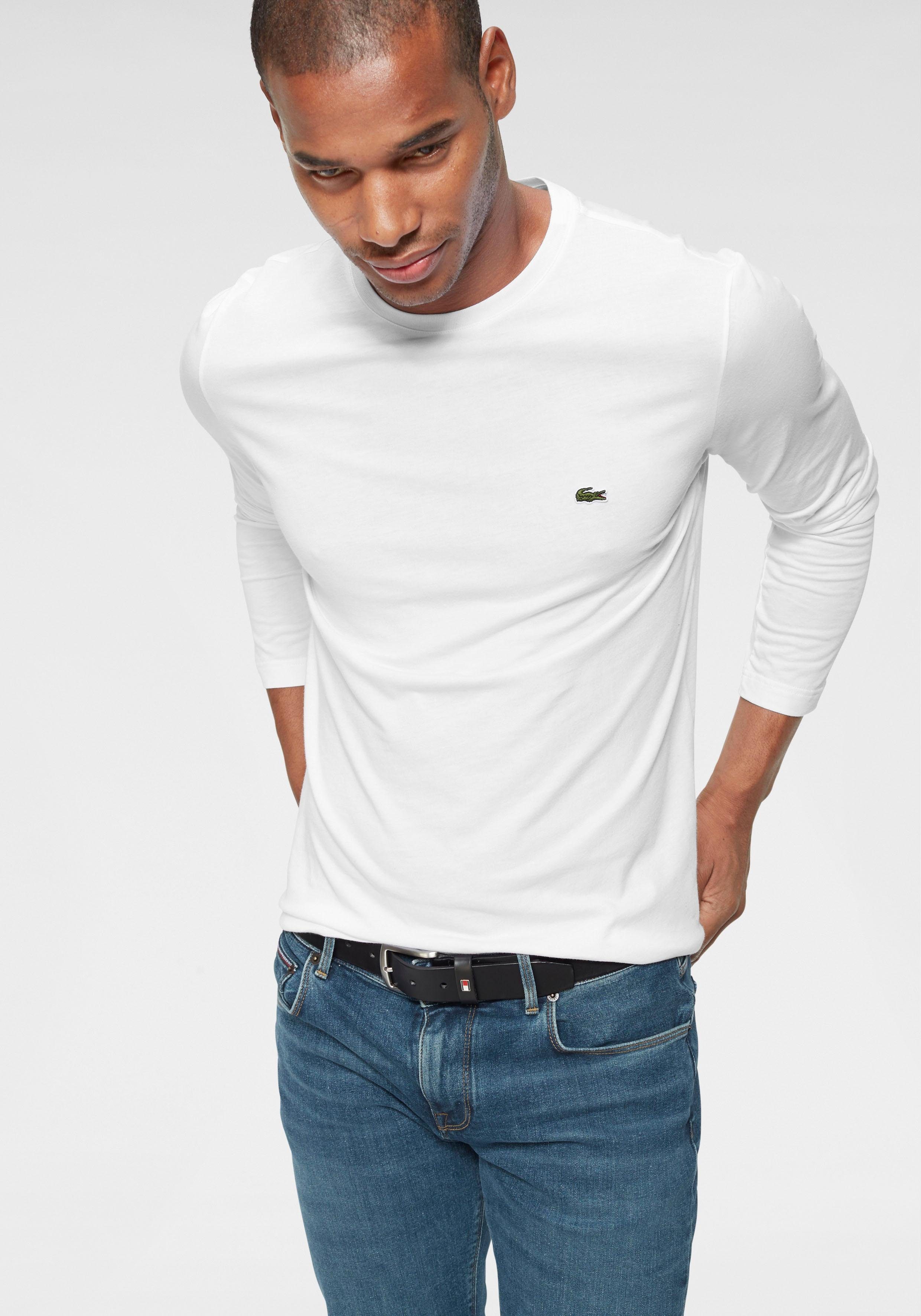 Lacoste Langarmshirt (1-tlg) mit der weiß auf Brust Logo Lacoste