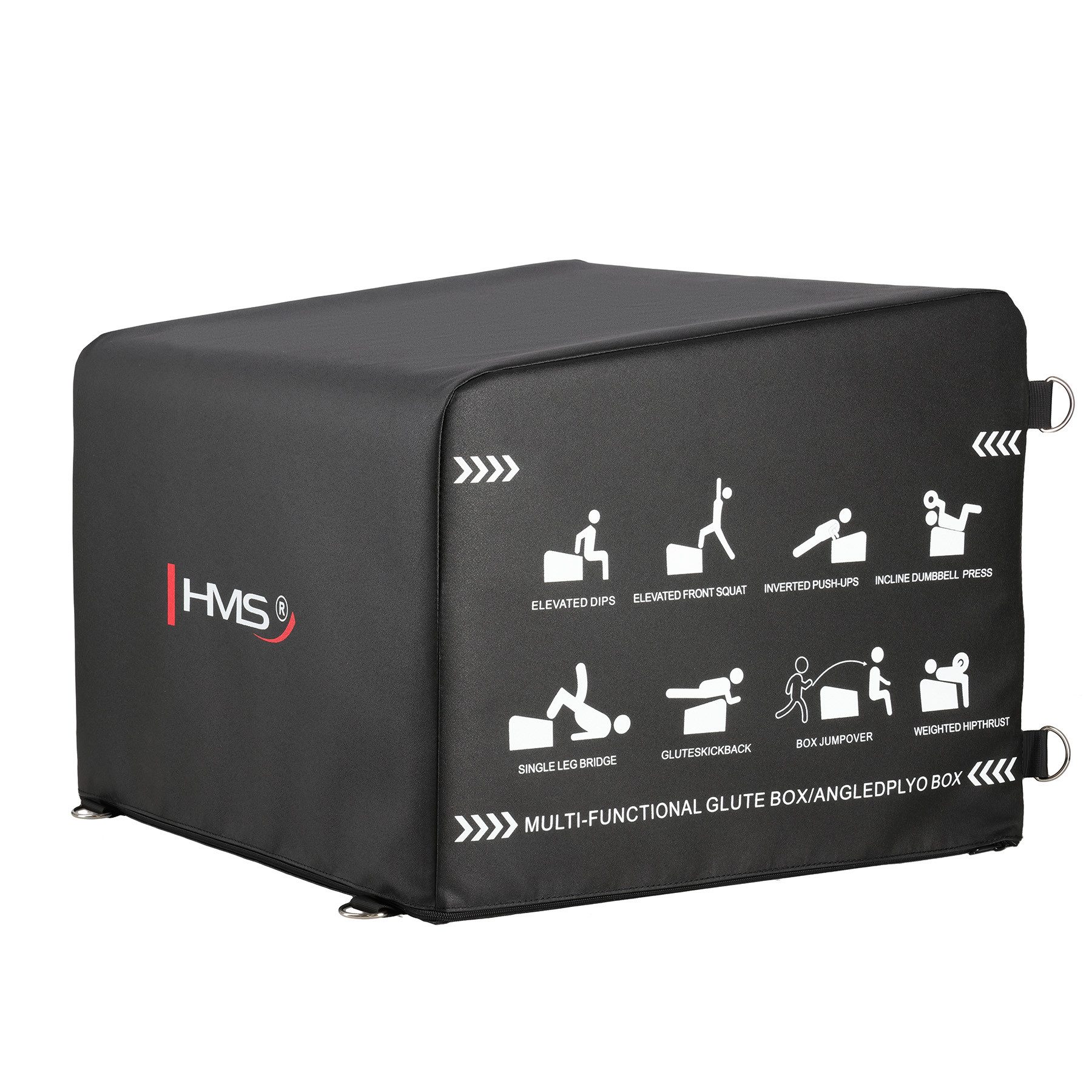 HMS Trainingsbank Trainingsbox Sprungkasten Gesäßtrainer, (Spar-Set, 1-tlg., 60 x 56 x 45 cm stabil), geneigte Auflage, EPE-Schaumkern, Kunststoff-Bezug