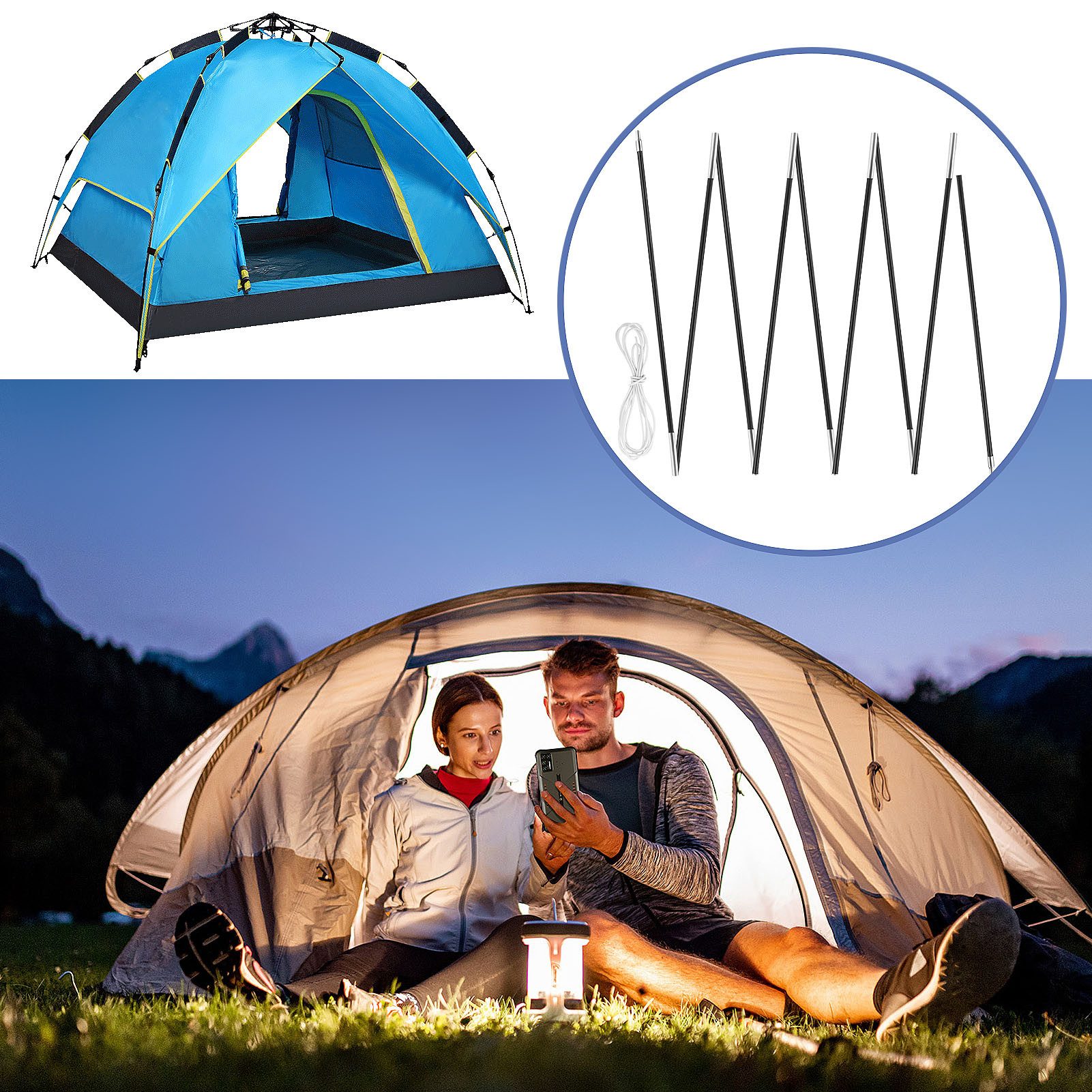 Youyijia Einbogenzelt Zeltstange 4.5m Verstellbarer Universal Markisenrahmen Kit Zeltstangen