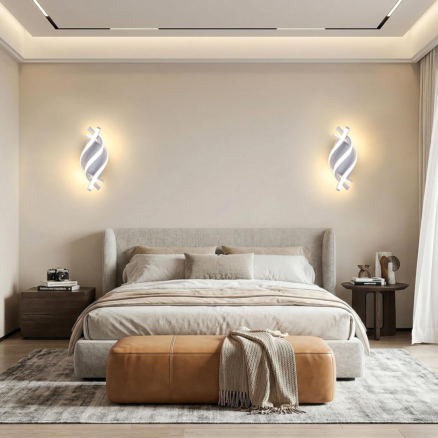 BlingBin LED Wandleuchte Warmweiß Wandlampe 32cm Innen 21W 3360LM Wandbeleuchtung 3000K, LED fest integriert, Warmweiß, mit zusätzlichem Lichtring am Baldachin – Bild 5 von 5