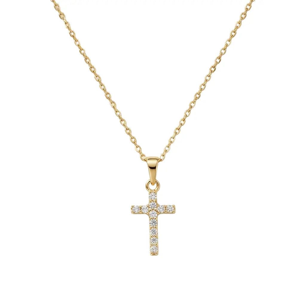 Suzan Gold Kette mit Anhänger 375 Echtgold Lumicross Grace Kreuz Zirkonia