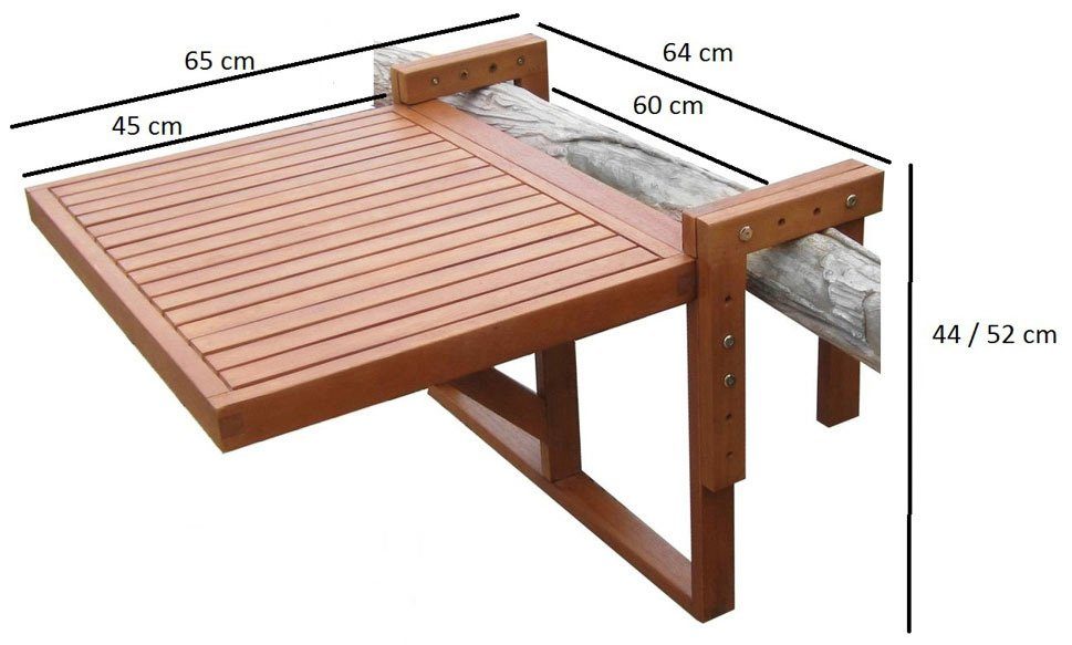 Garden Pleasure Balkonhängetisch Manila (Balkonhängetisch, Balkontisch, OTTOs Choice), Eukalyptusholz, klappbar, 65x60 cm – Bild 3 von 4