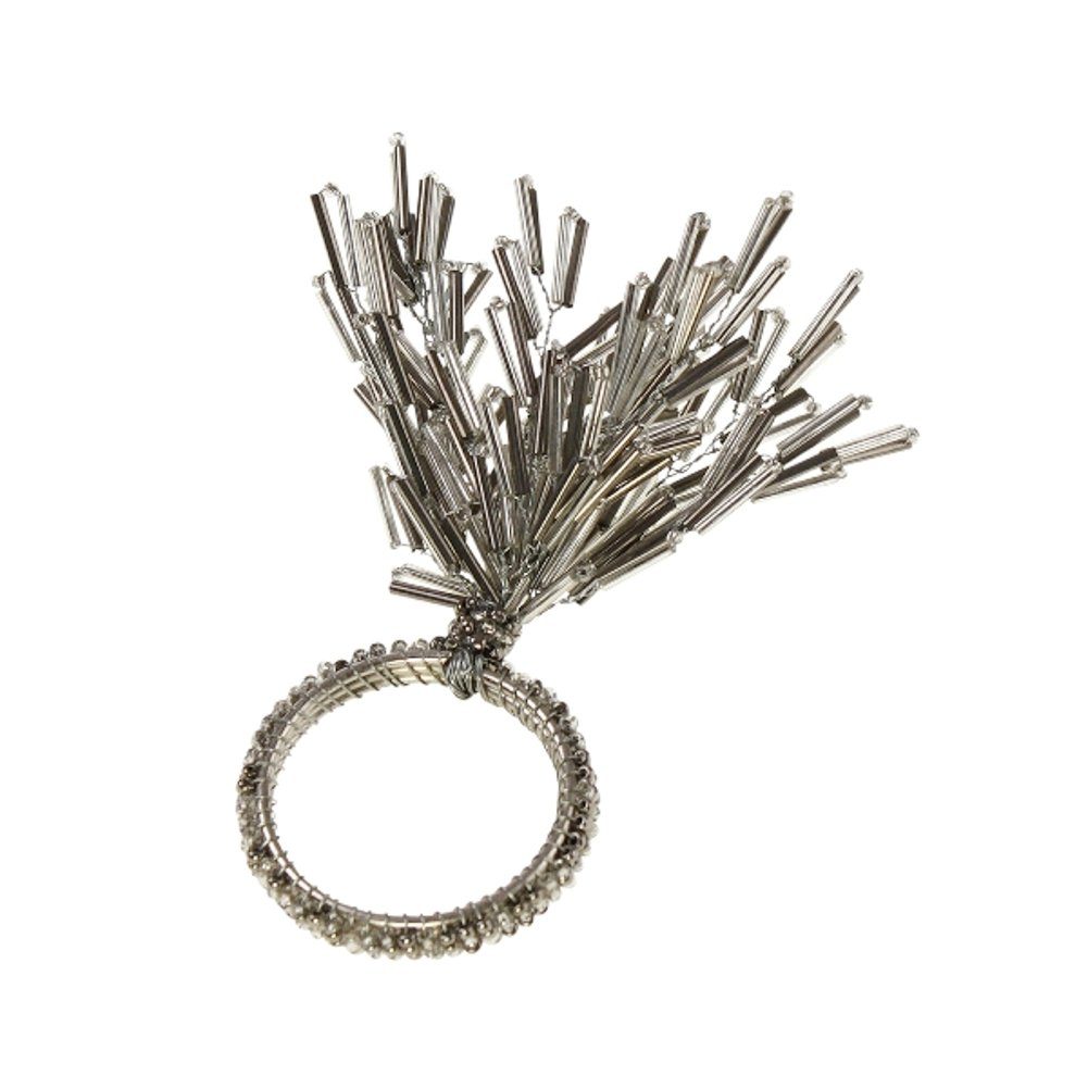 Macosa Home Serviettenring 2er Set edle Moderne Serviettenringe Perlen Silber Servietten Halter, Metall, (2-tlg., 2er Set), Tischdekoration Serviettenhalter Tischset Tisch- Dekoration