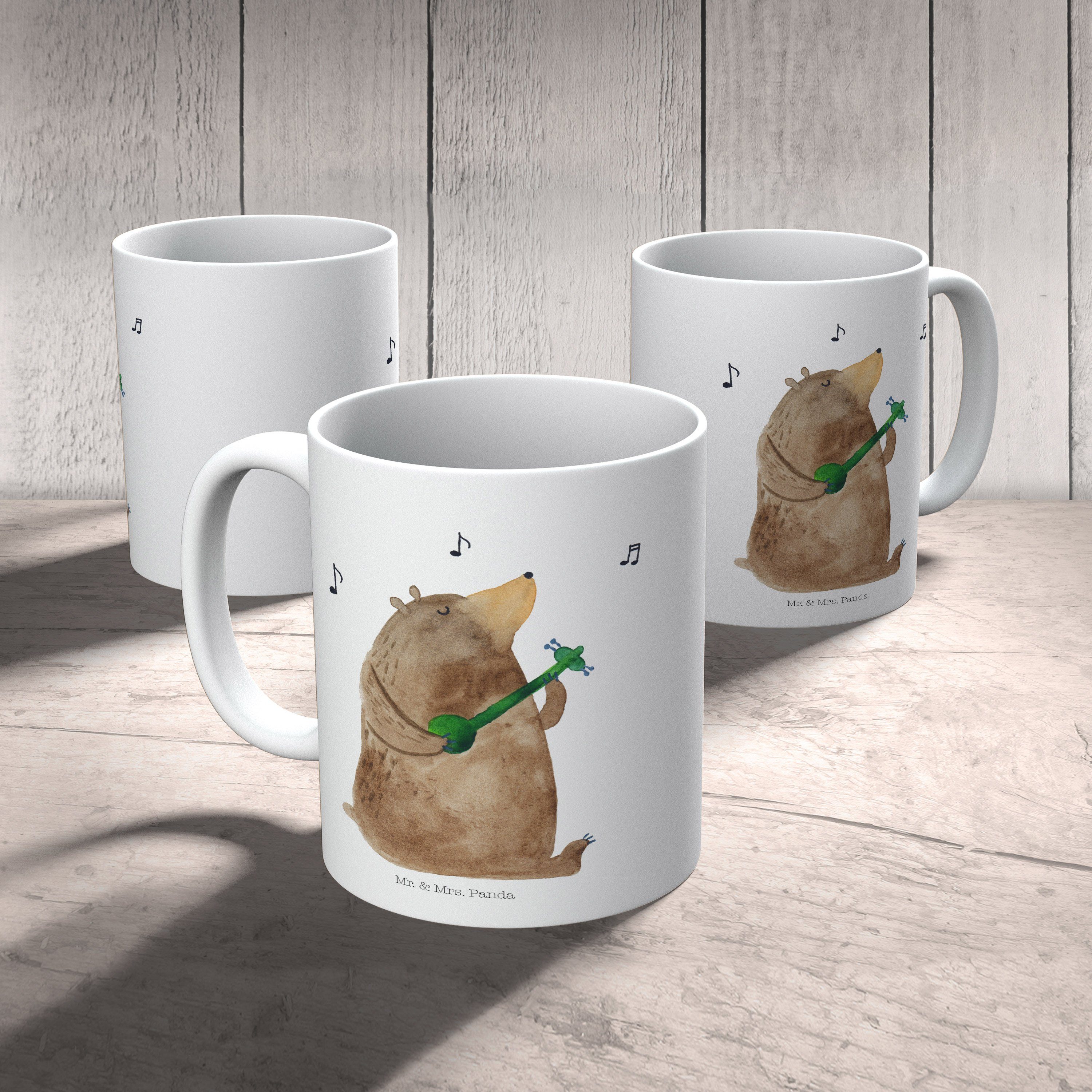 Bär Teddybär, Mr. & Kunststoff Kaffeetasse, Geschenk, Gitarre Panda Kindergartenbec, Weiß Mrs. Kinderbecher - -