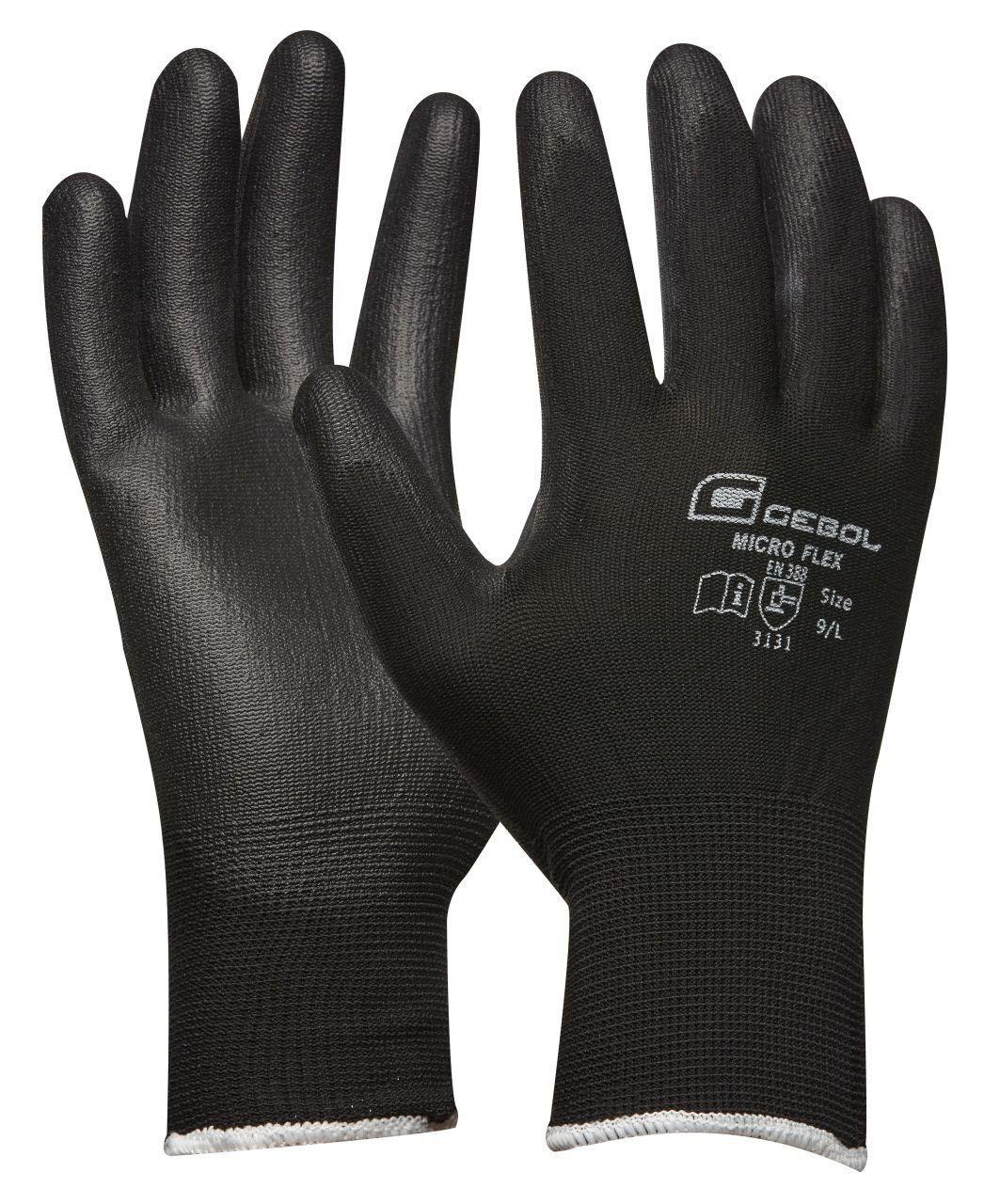 [Umfangreiche Produktpalette] Gebol Arbeitshandschuhe Gebol schwarz Flex Micro Handschuh