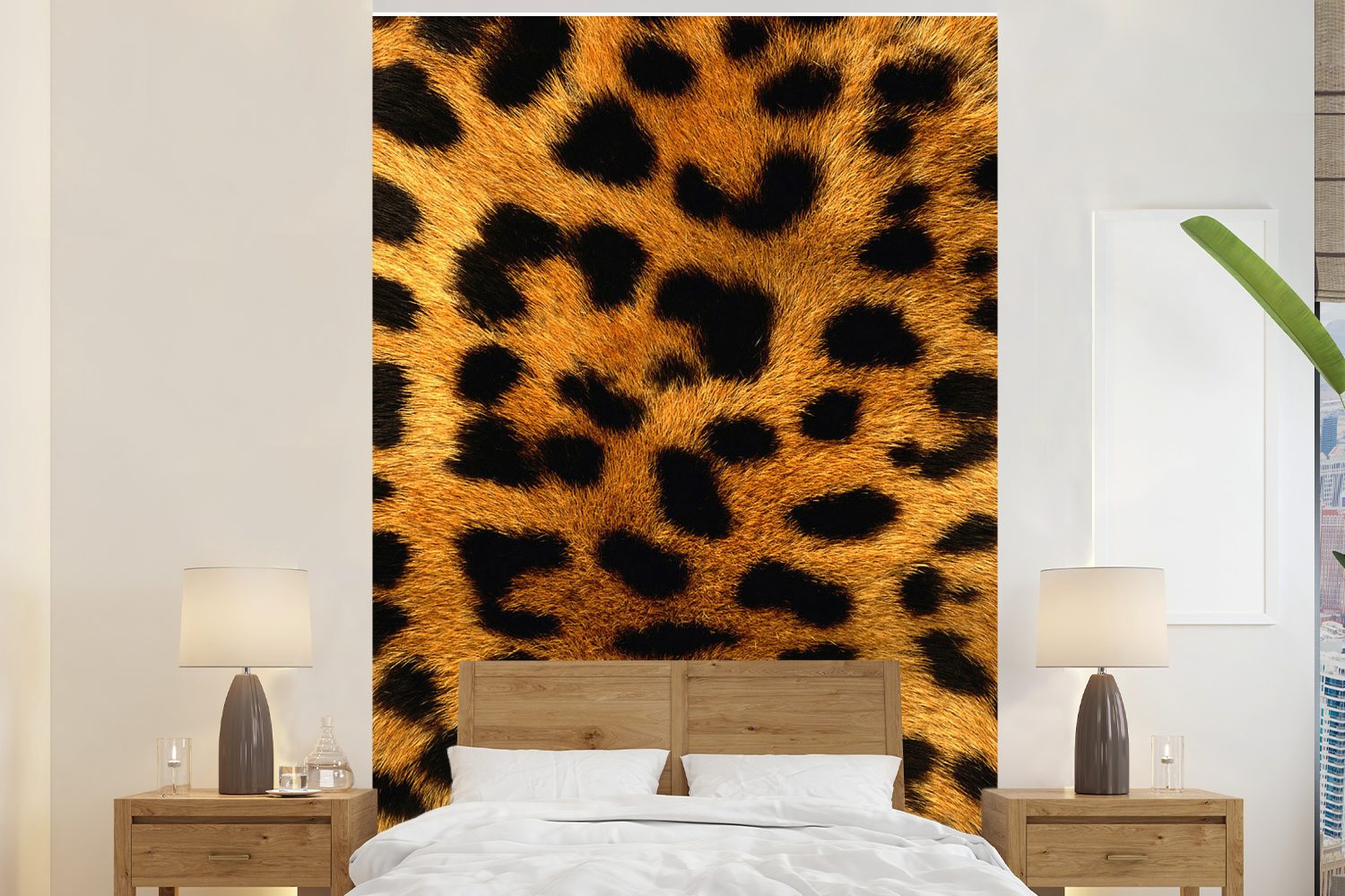 MuchoWow Fototapete Tierfell - - Wohnzimmer, (3 Matt, Montagefertig bedruckt, Vinyl St), Wild, für Tapete Wandtapete Leopard