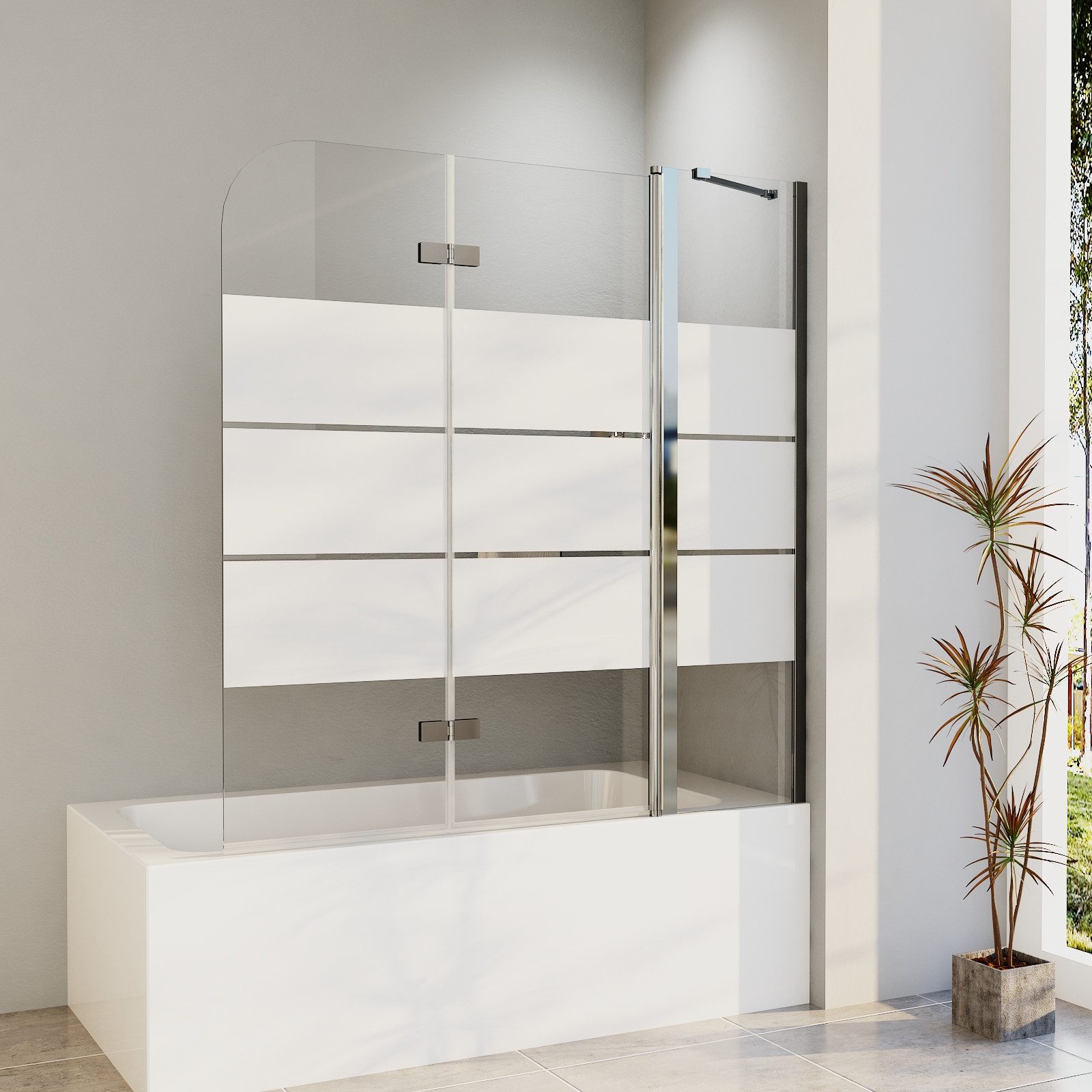 Hopibath Duschwand Badewanne faltbar Badewannenaufsatz Milchglas 3 teilig, günstig online kaufen