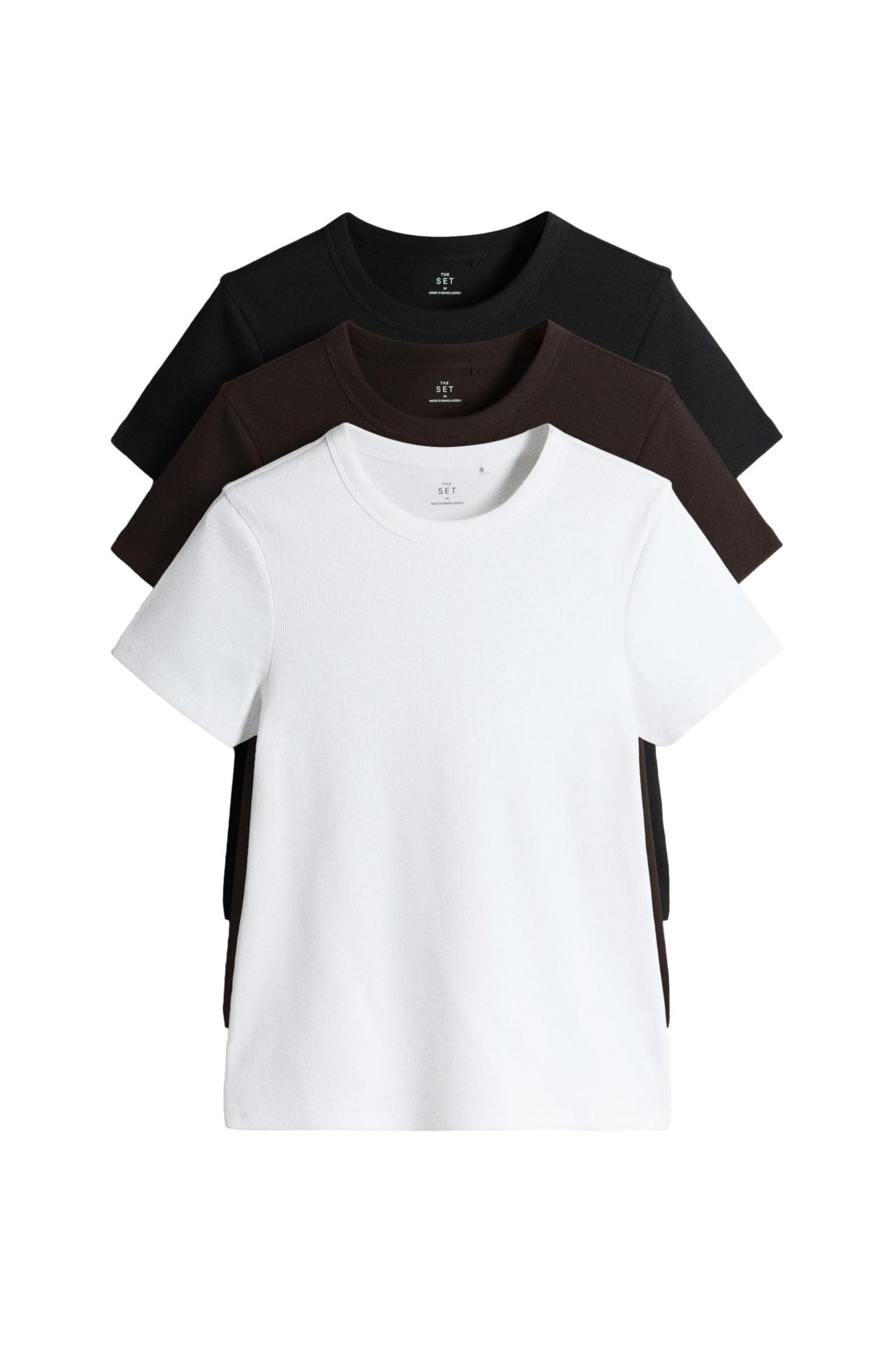 The Set T-Shirt The Set gerippte Kurzarm-T-Shirts, 3er-Pack (3-tlg)