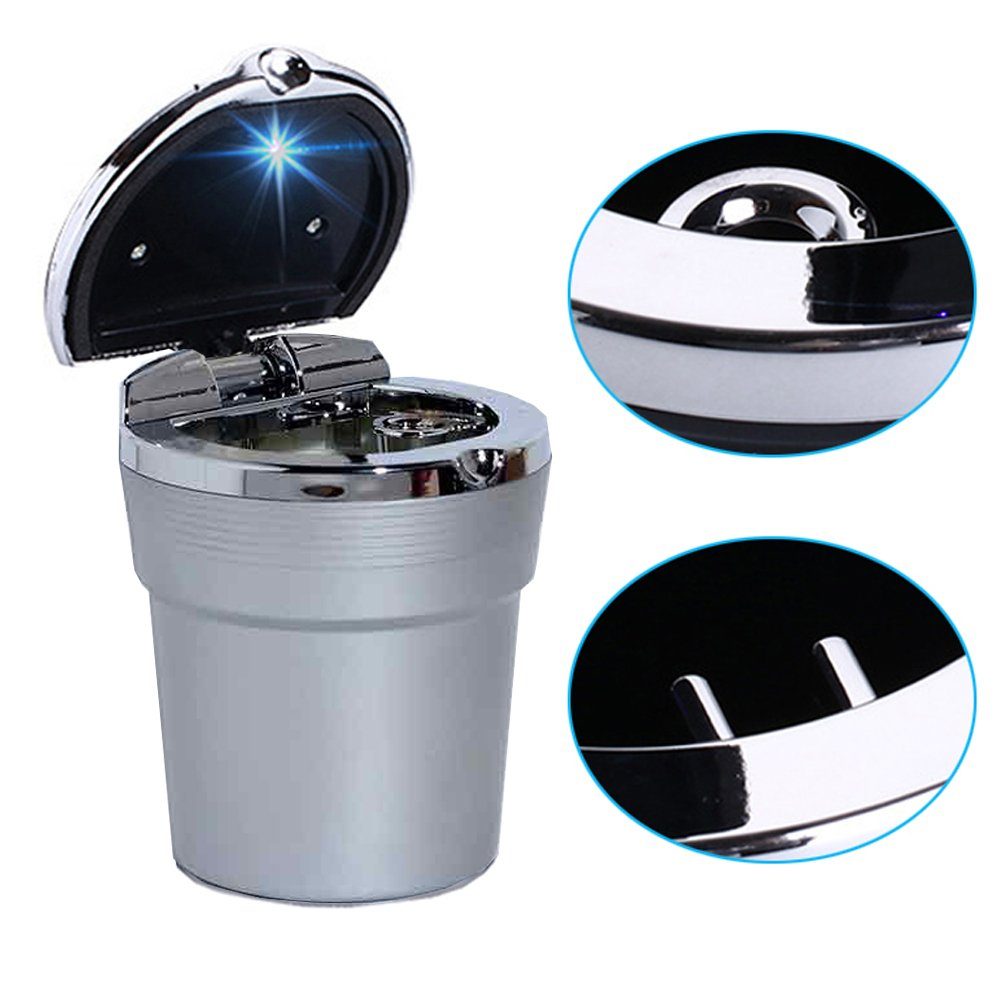 Bolwins Aschenbecher R24C AutoAschenbecher LED Beleuchtung Autoaschenbecher Getränkehalter, KFZ Aschenbecher mit LED Beleuchtung
