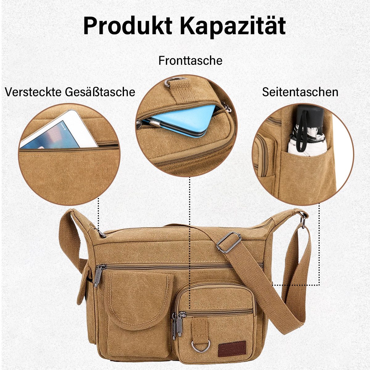 RWEUOQ Umhängetasche Herren Canvas Crossbody Tasche günstig online kaufen