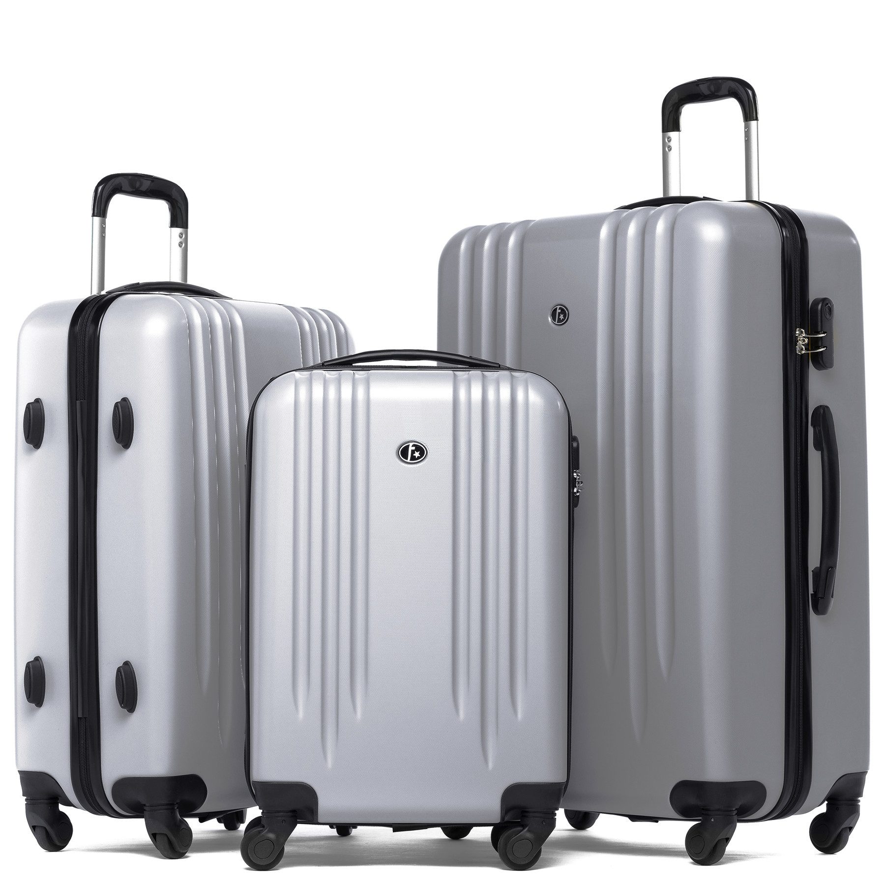 FERGÉ Kofferset Hartschale 3 teilig Koffer Set Marseille, 4 Rollen, (3er Kofferset stabil und leicht mit Zahlenschloß, 3 tlg., Hartschalen-Trolley Set 3 Größen Handgepäck Koffer M XL), Trolley 3er Koffer Set, Reisekoffer 4 Rollen, Premium Rollkoffer