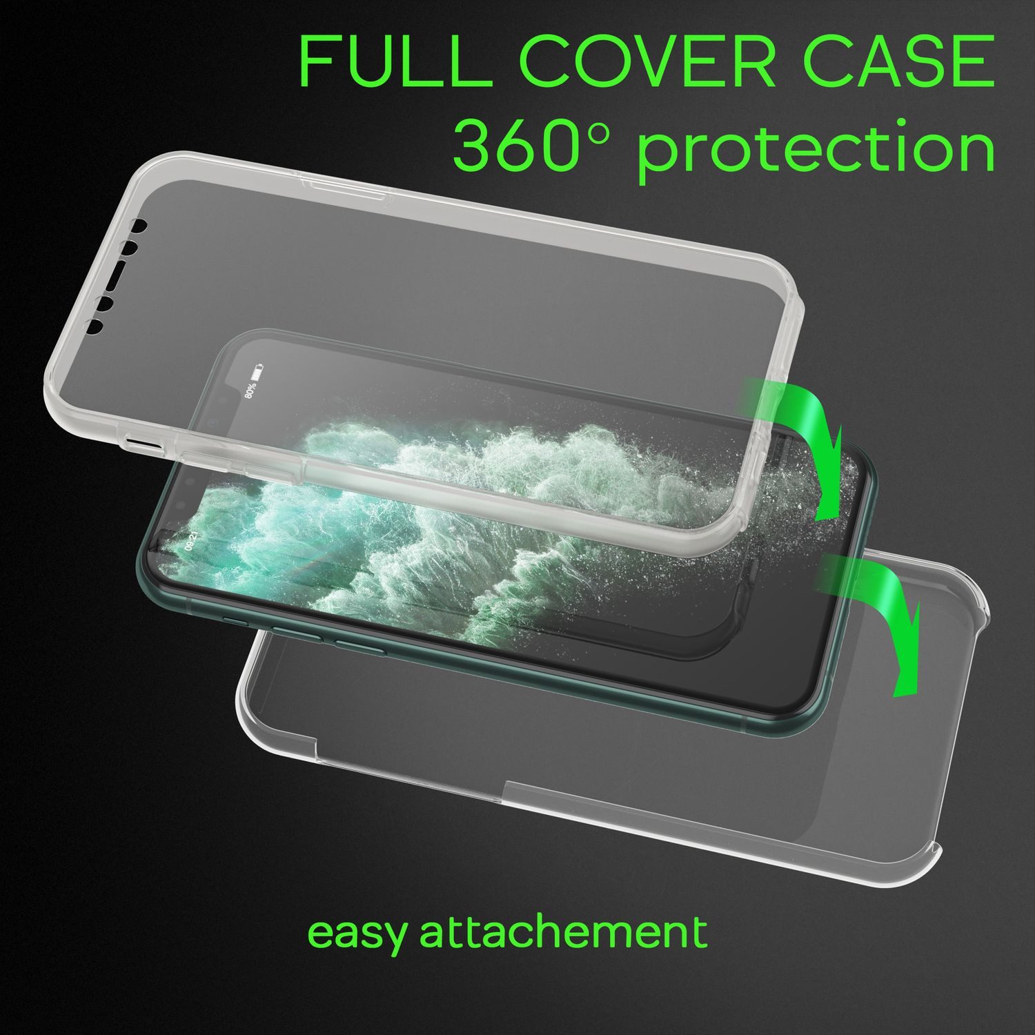 Nalia Smartphone-Hülle Apple iPhone 11 Pro 14,7 cm (5,8 Zoll), Klare 360 Grad Hülle / Rundumschutz / Transparent / Displayschutz Case