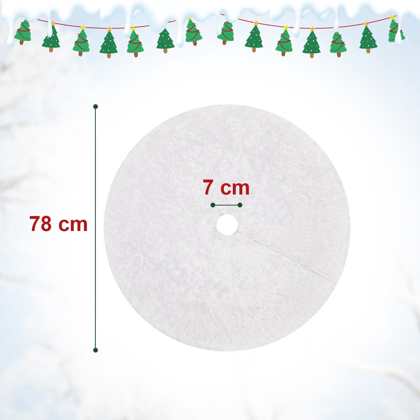 Yorbay Weihnachtsbaumdecke Tannenbaumdecke weiß Plüsch, Rund Rock Teppich Filz, Weihnachtsdeko, Weihnachtsbaumdecke für Tannenbaum, Weihnachtsbaum, Christbaum