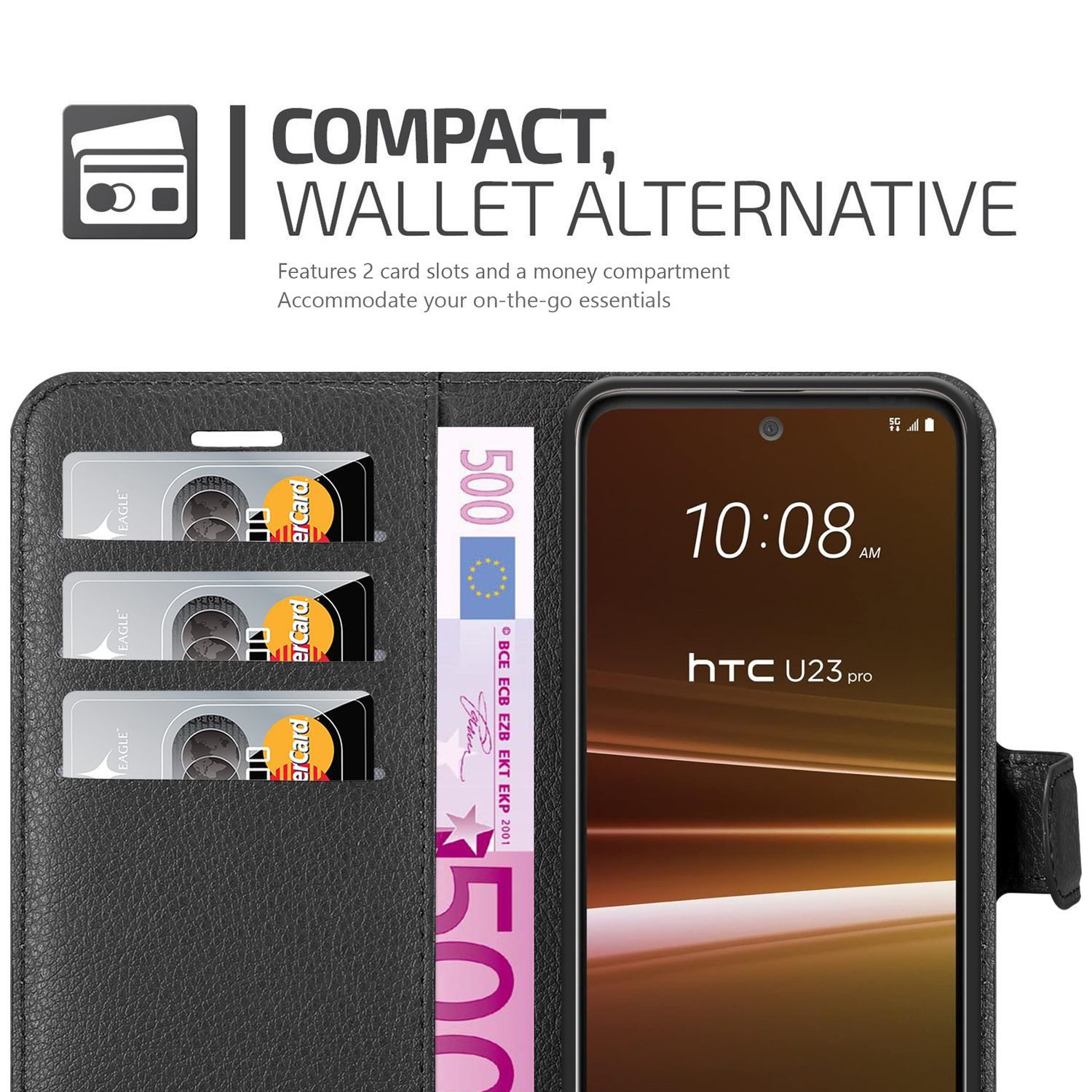 Cadorabo Handyhülle für HTC U23 PRO Hülle HTC U23 PRO, Hülle Schutzhülle mit Standfunktion, Kartenfach und Magnetverschluss