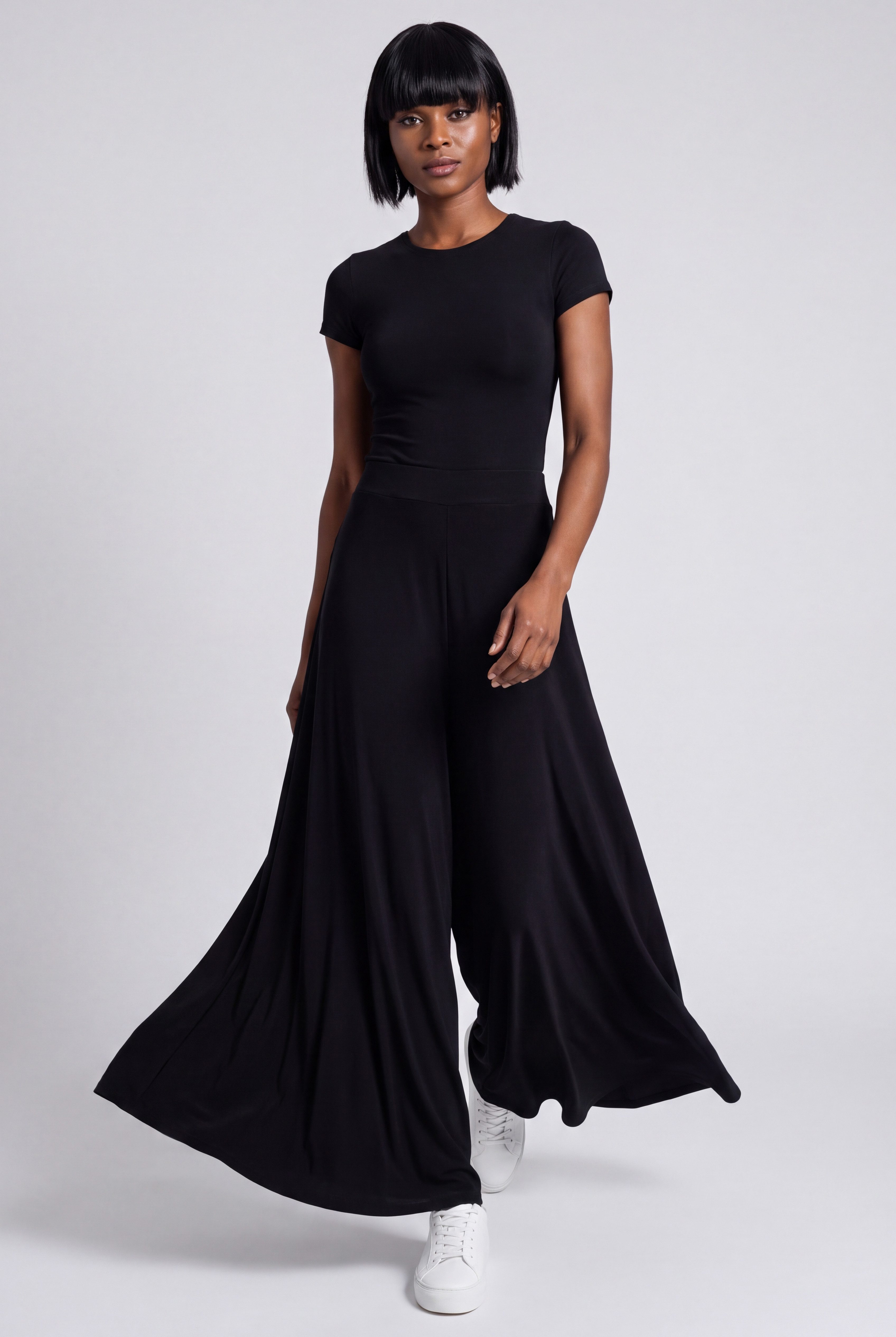 YC Fashion & Style Palazzohose Palazzo-/Wide-Leg-Hose Jerseyhose mit weitem Bein und elastischem Bund mit elastischem Bund