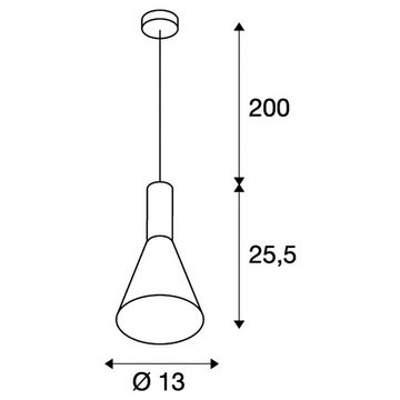 SLV Hängeleuchte Pendelleuchte PHelia, Höhe 255 mm und Ø 130 mm, keine Angabe, Leuchtmittel enthalten: Nein, warmweiss, Hängeleuchte, Pendellampe, Pendelleuchte