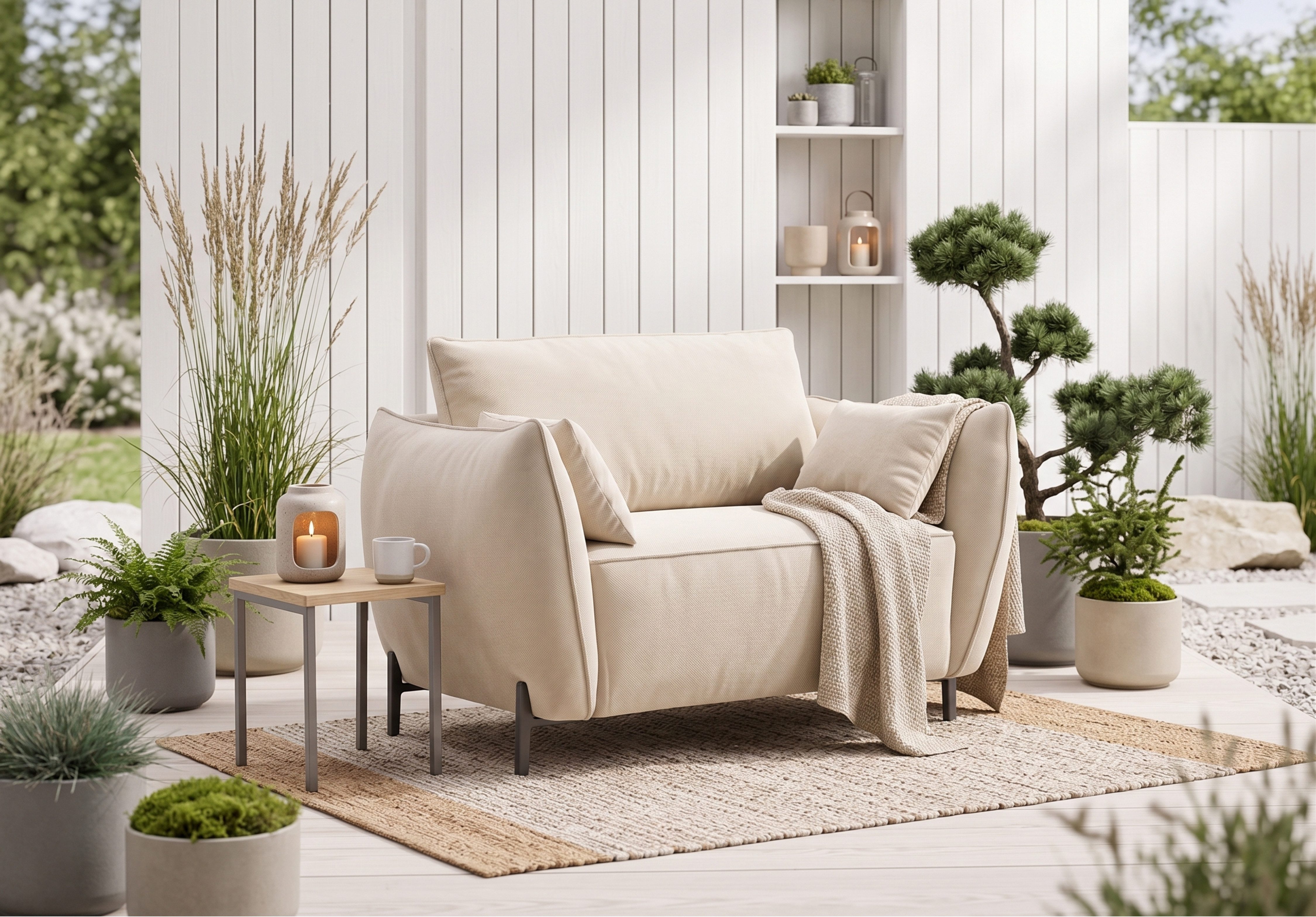 Kaiser Möbel Gartensessel für Terrasse und Garten, Stoff Sunlight, SUNMEE (1 Sessel), Outdoor-Premiumstoff,Wetterbeständig,Pflegeleicht, Lounge-Design