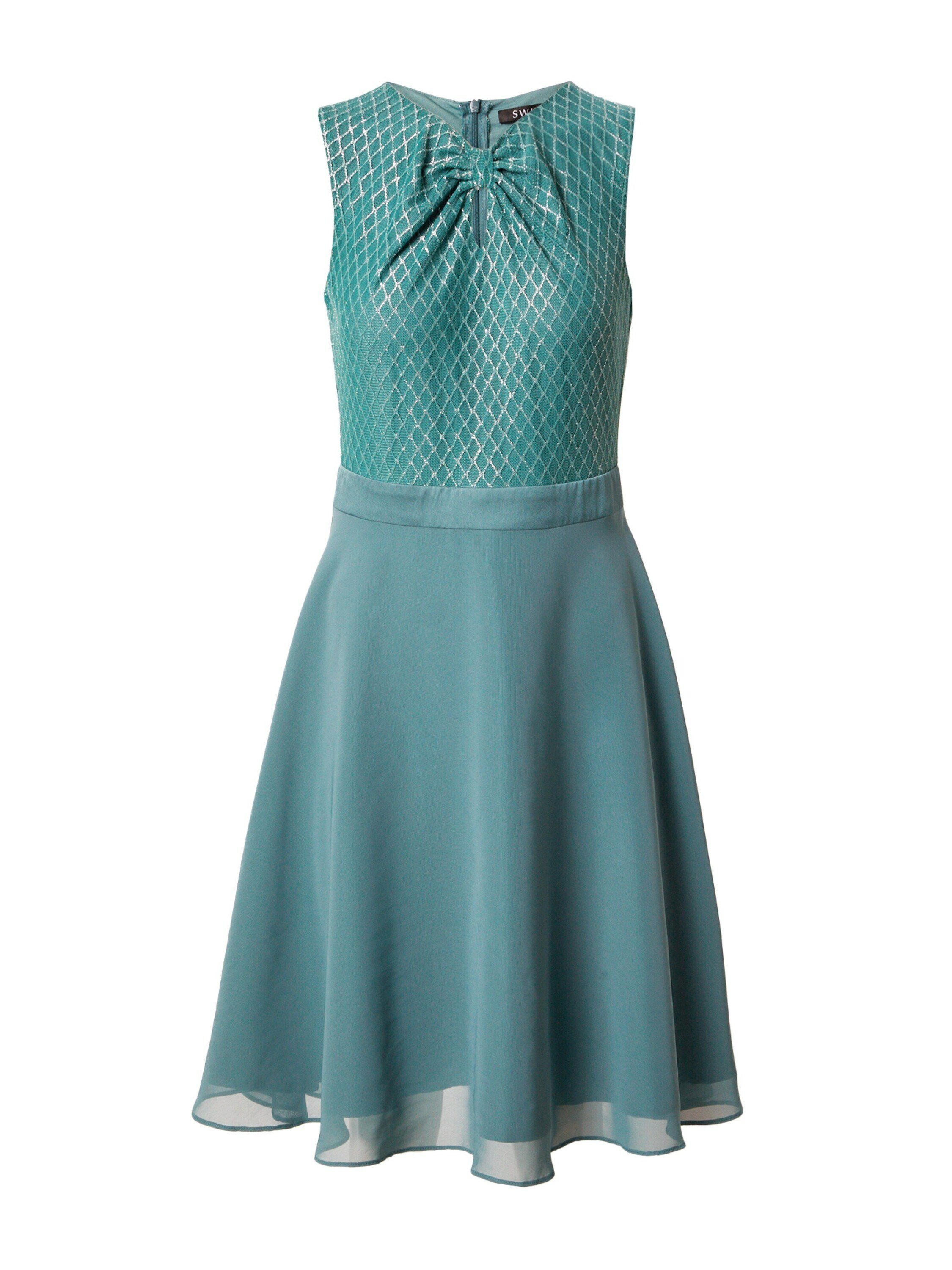 Fließendes One-Shoulder Cocktailkleid mit gerafftem Oberteil | Smaragd main image 1