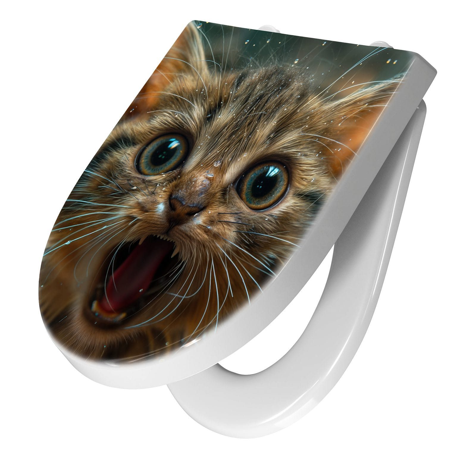 Primedeco WC-Sitz mit Absenkautomatik Motiv Nasse Katze (1-St), Absenkautomatik, Soft-Close