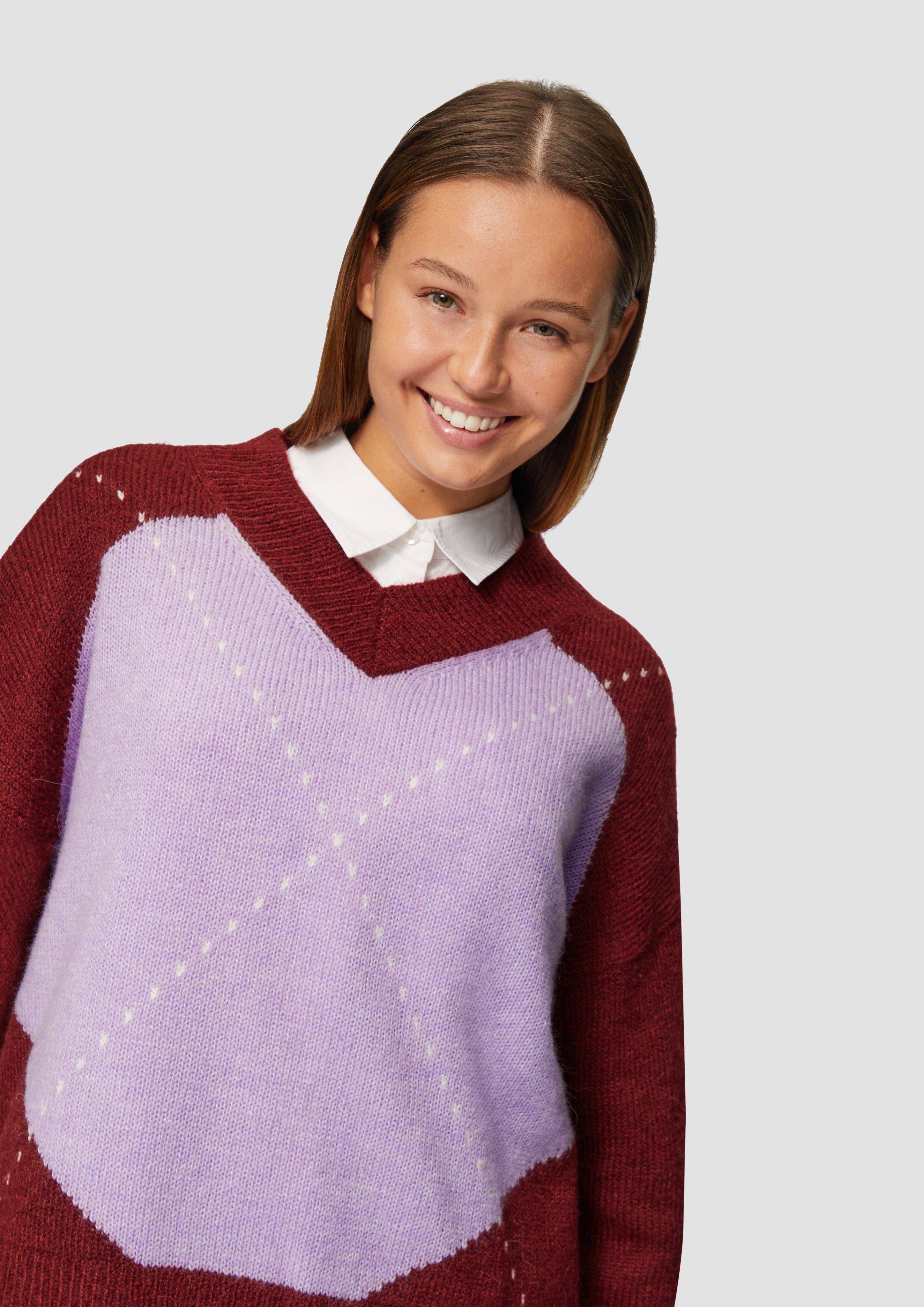 s.Oliver Strickpullover Oversized Wollmix-Strickpullover mit Argyle-Muster günstig online kaufen