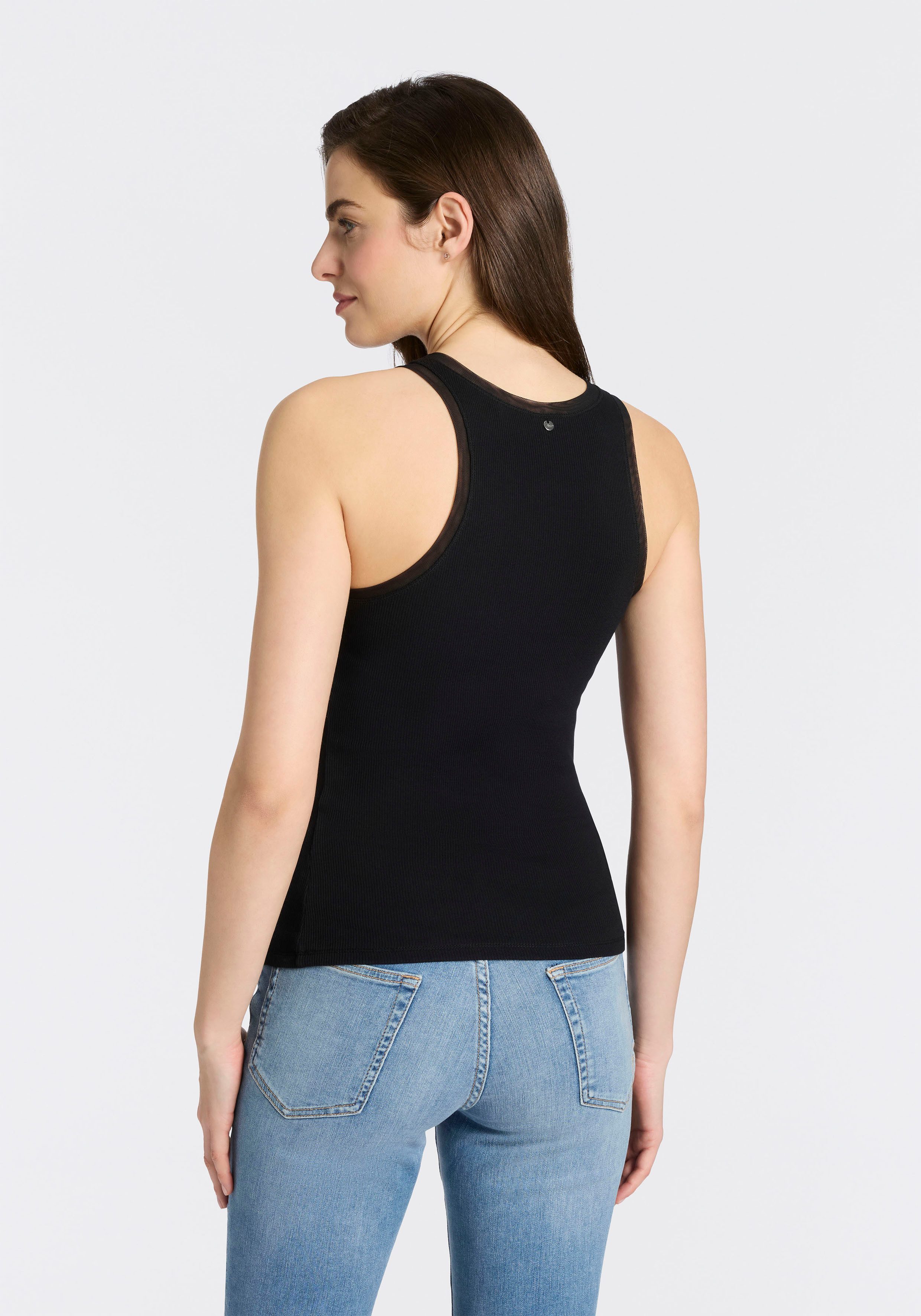 BOSS ORANGE Ripptanktop Eplie Premium Damenmode mit Mesh-Details
