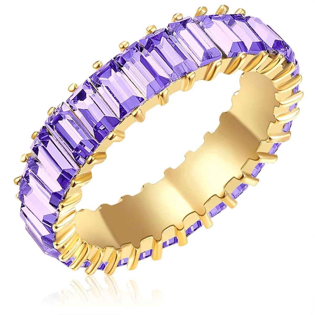 Ring Yokoamii gelbgold, Fingerring violett Kristall gelbgold