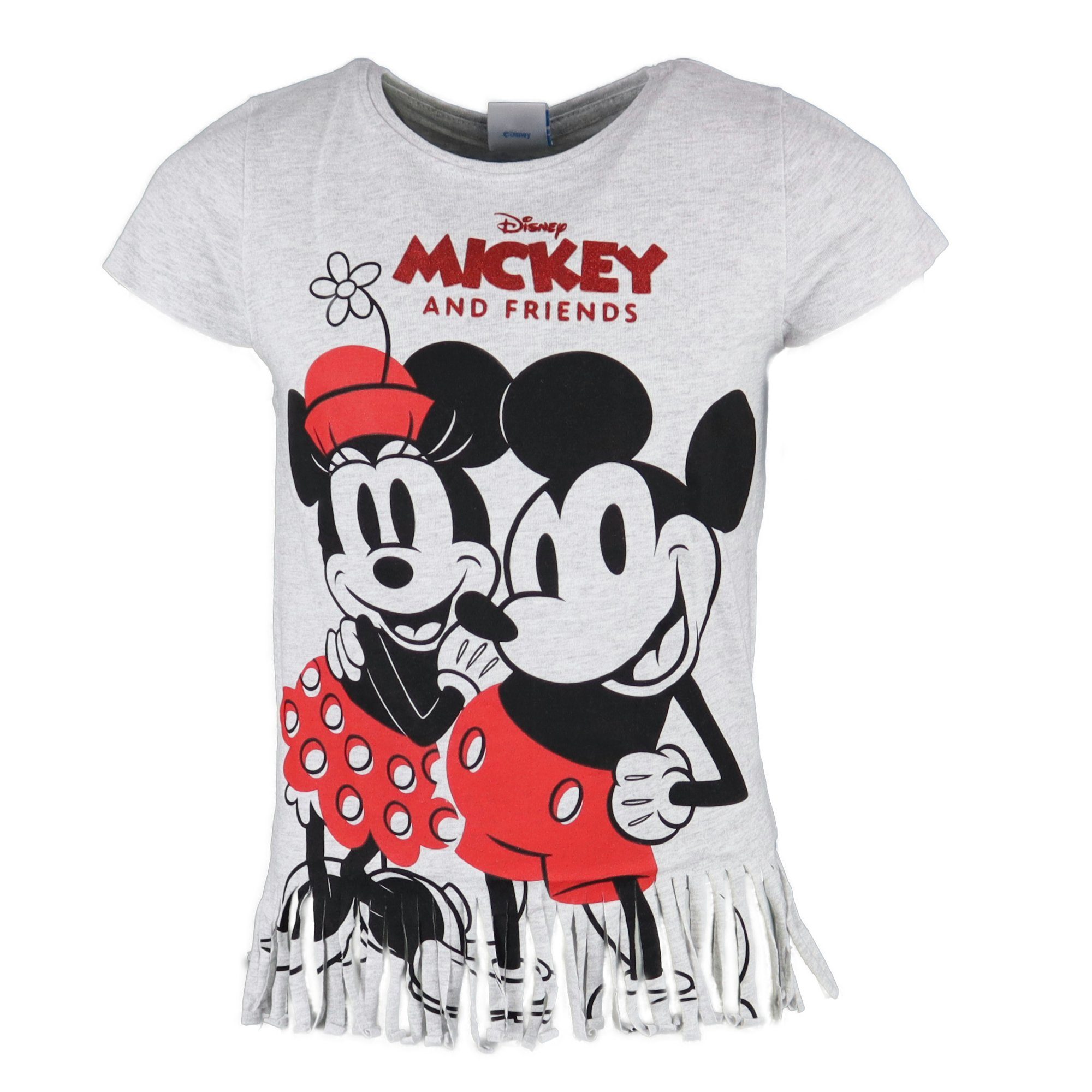 T-Shirt oder Grau Mickey Minnie und Gr. Weiß 164, Print-Shirt Mädchen Mickey bis Jugend Disney Mouse 134 Maus