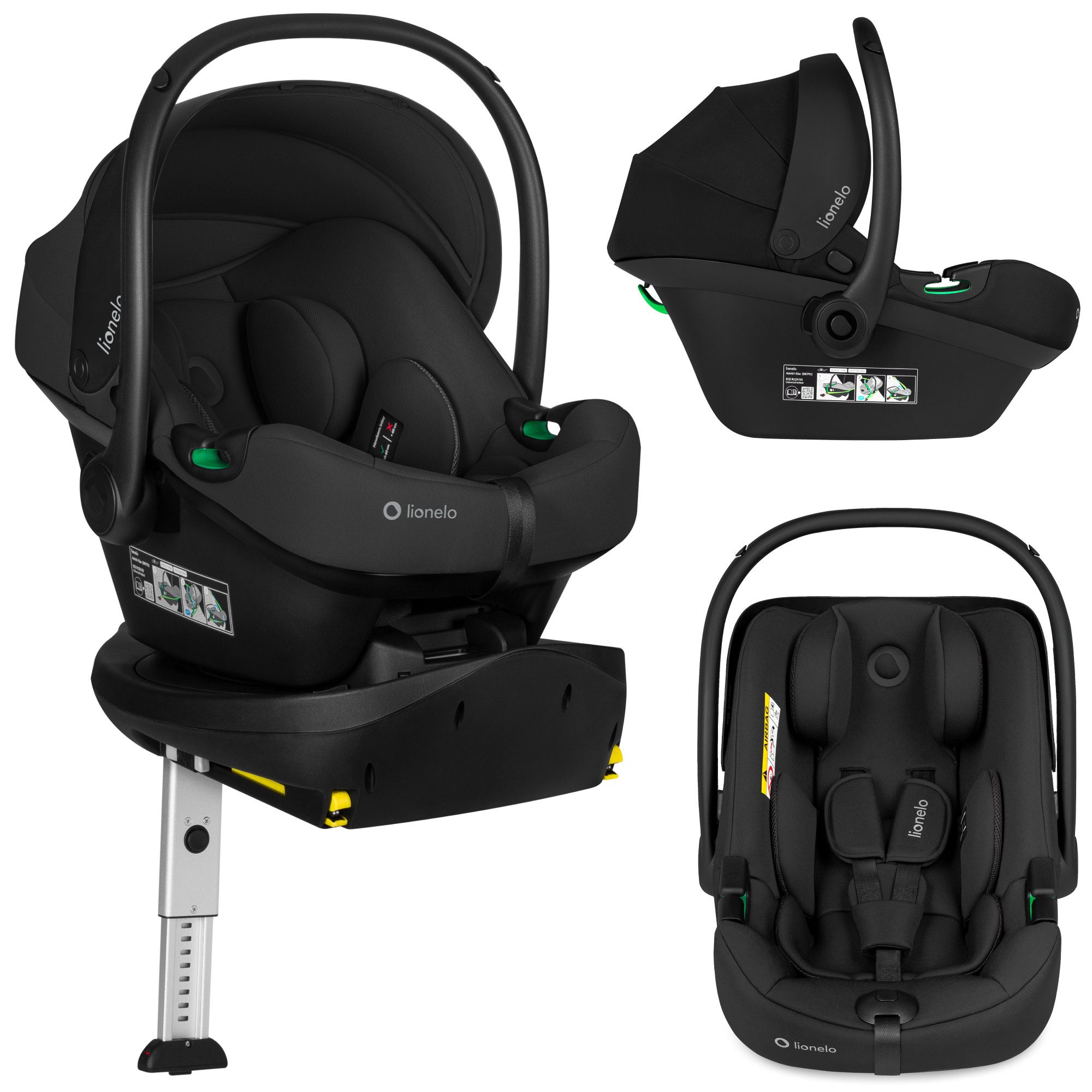 lionelo Autokindersitz ASTRID I-SIZE SET PLUS, ab: ab Geburt, bis: bis ca. 2 Jahre, ab: 40 cm, bis: 87 cm, (Babyschale + drehbare ISOFIX-Basis), 180°Drehung/Memory Foam/Dri-Seat/Seitenaufprallschutz/ISOFIX