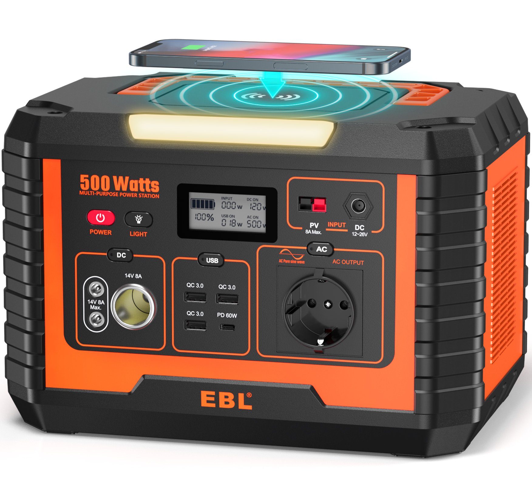 EBL Stromerzeuger 500W Powerstation für Batterie, Outdoor,Lithium Camping (1-tlg)