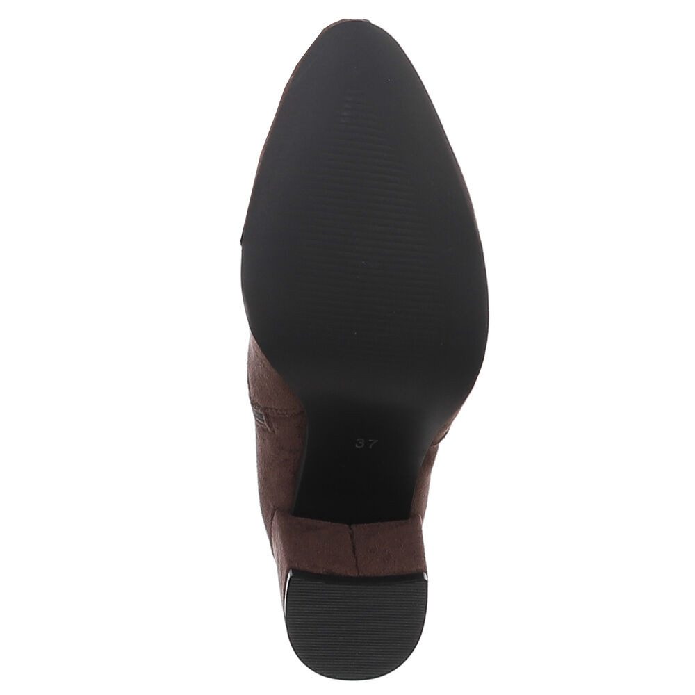 Ital-Design Elegante Overknee-Stiefel mit Blockabsatz für Damen Overkneestiefel (90152960) Blockabsatz Stiefel in Braun